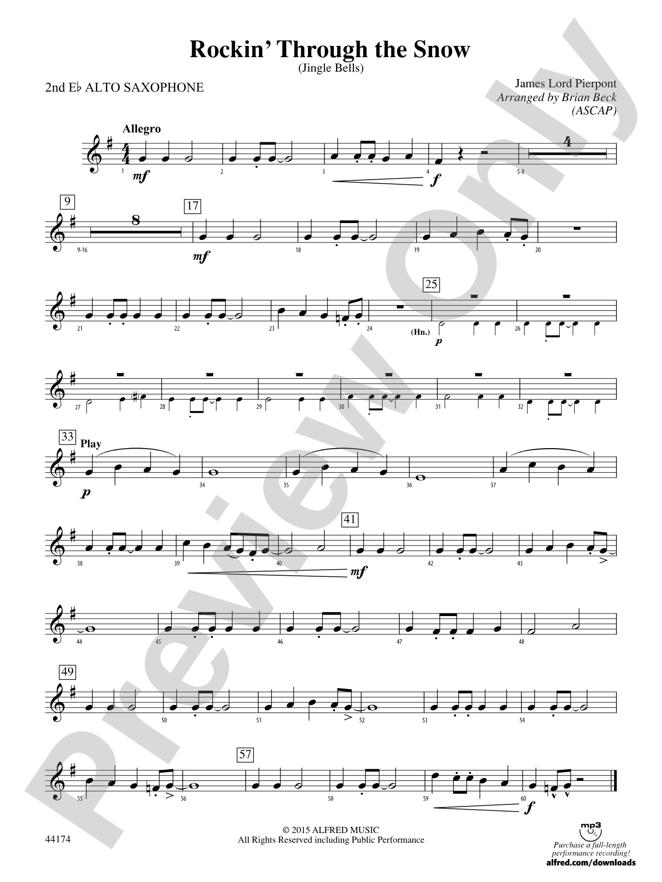 Rockin' Through the Snow: 2nd E-flat Alto Saxophone