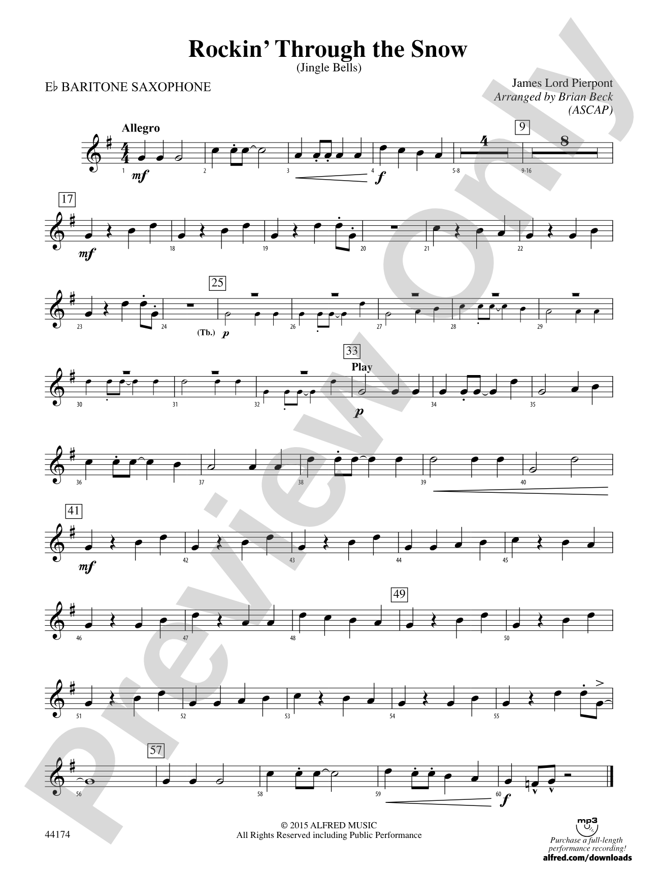Rockin' Through the Snow: E-flat Baritone Saxophone