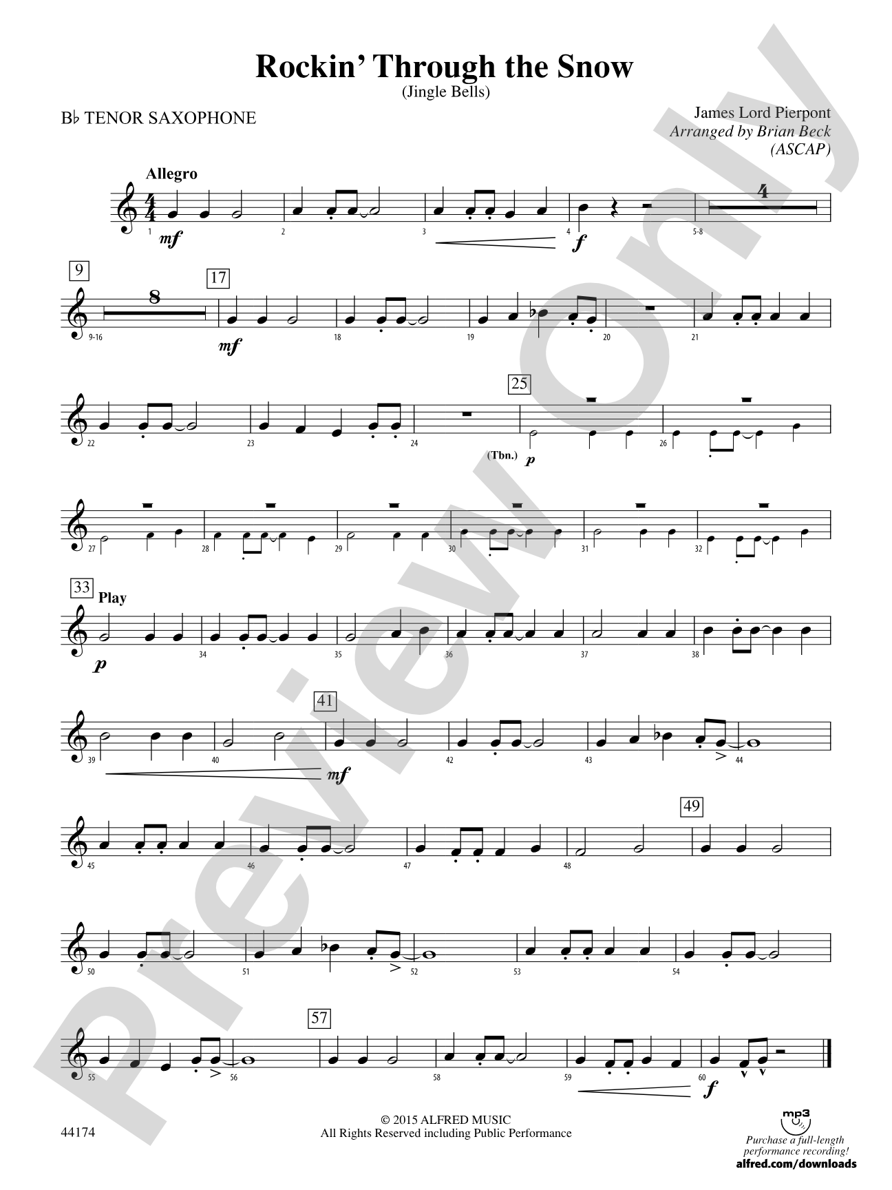 Rockin' Through the Snow: B-flat Tenor Saxophone