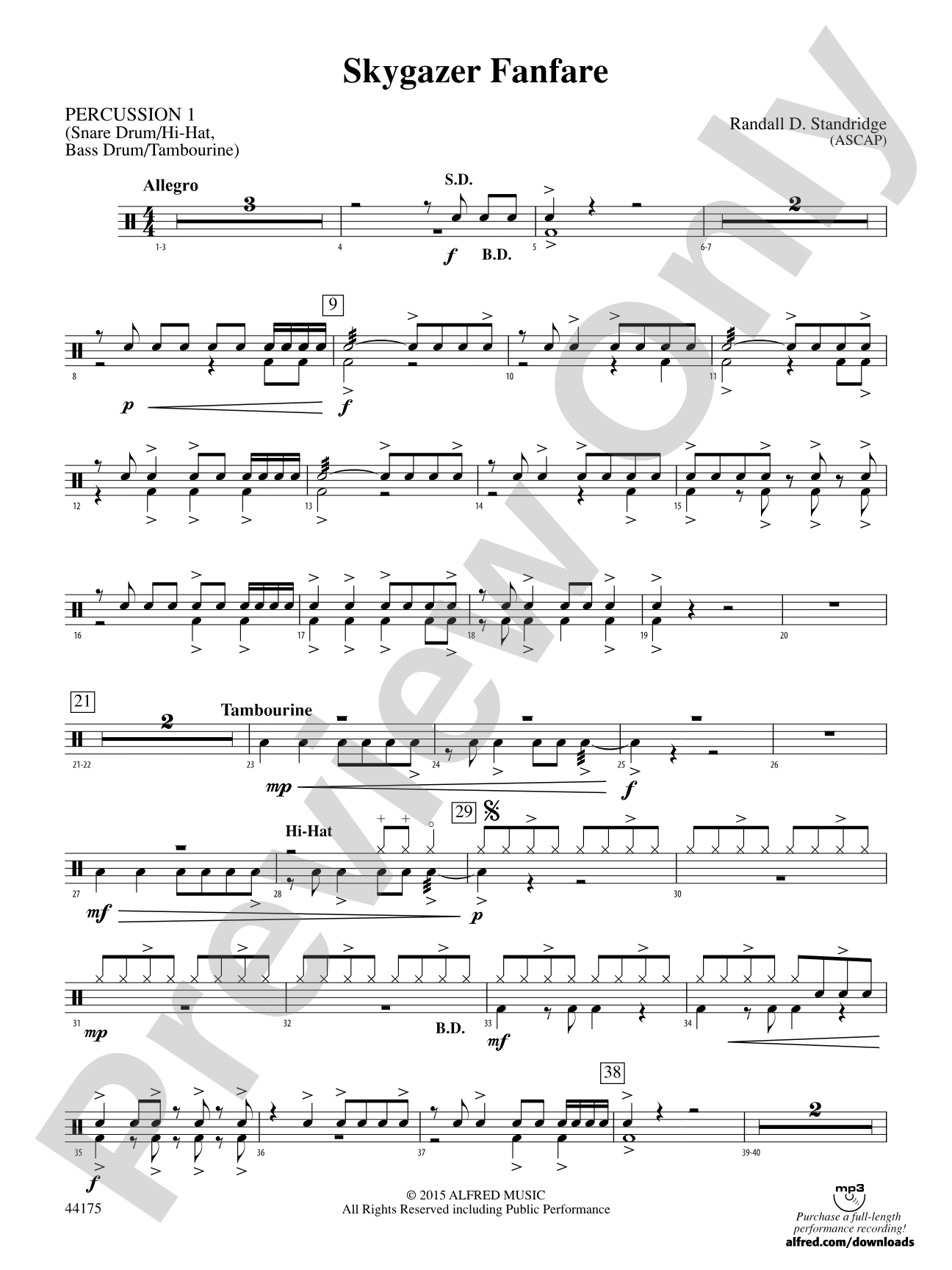 Skygazer Fanfare: 1st Percussion