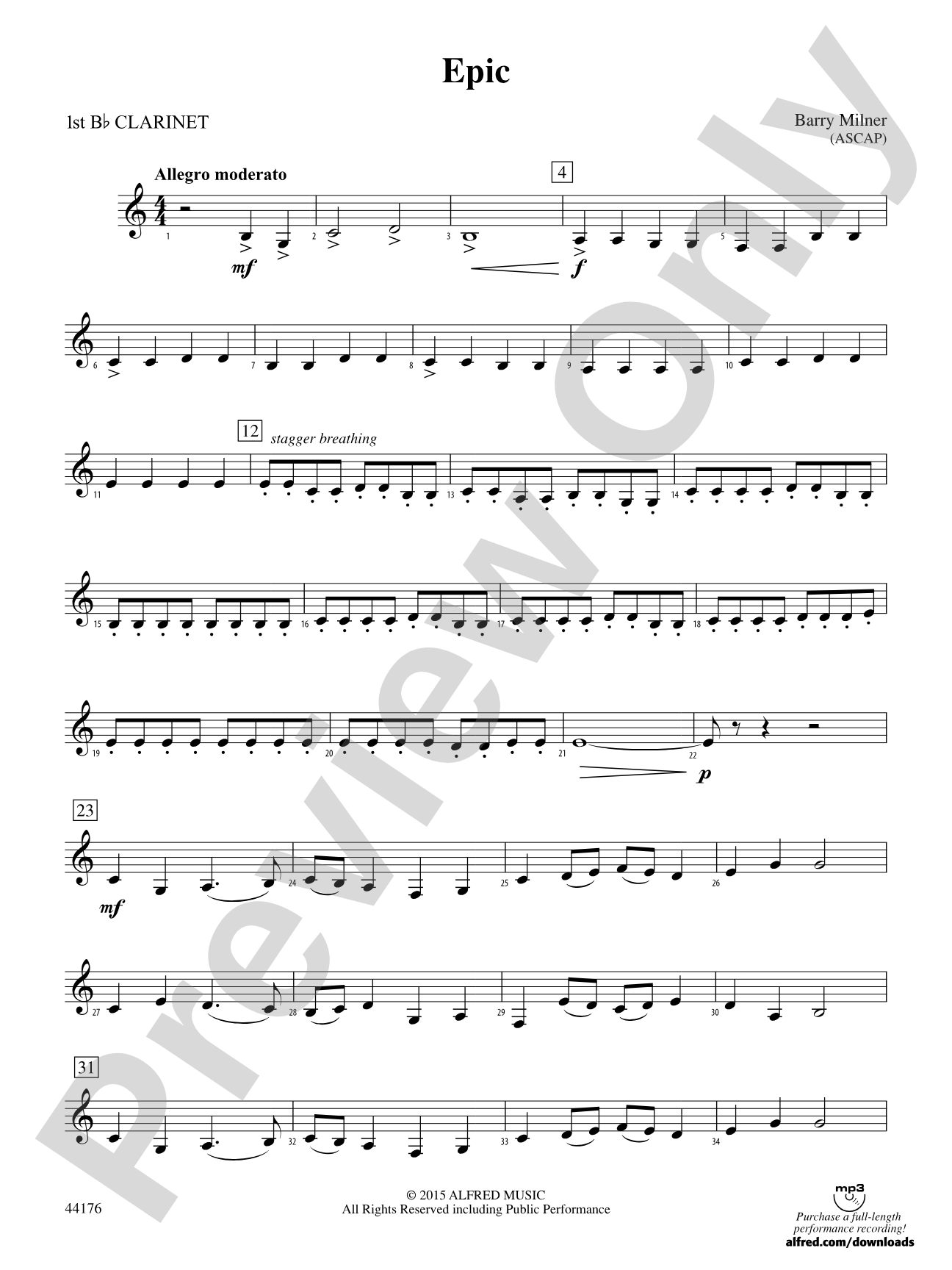 Epic: 1st B-flat Clarinet