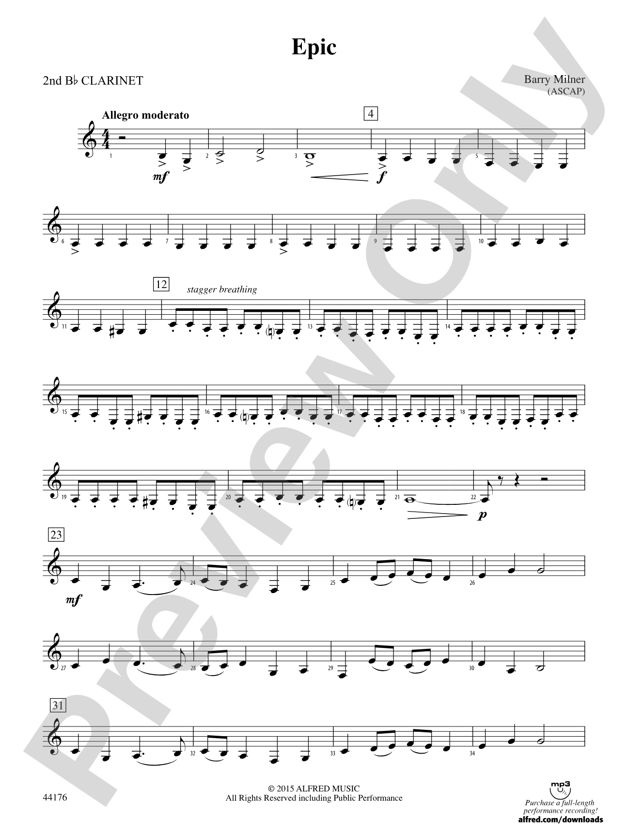 Epic: 2nd B-flat Clarinet