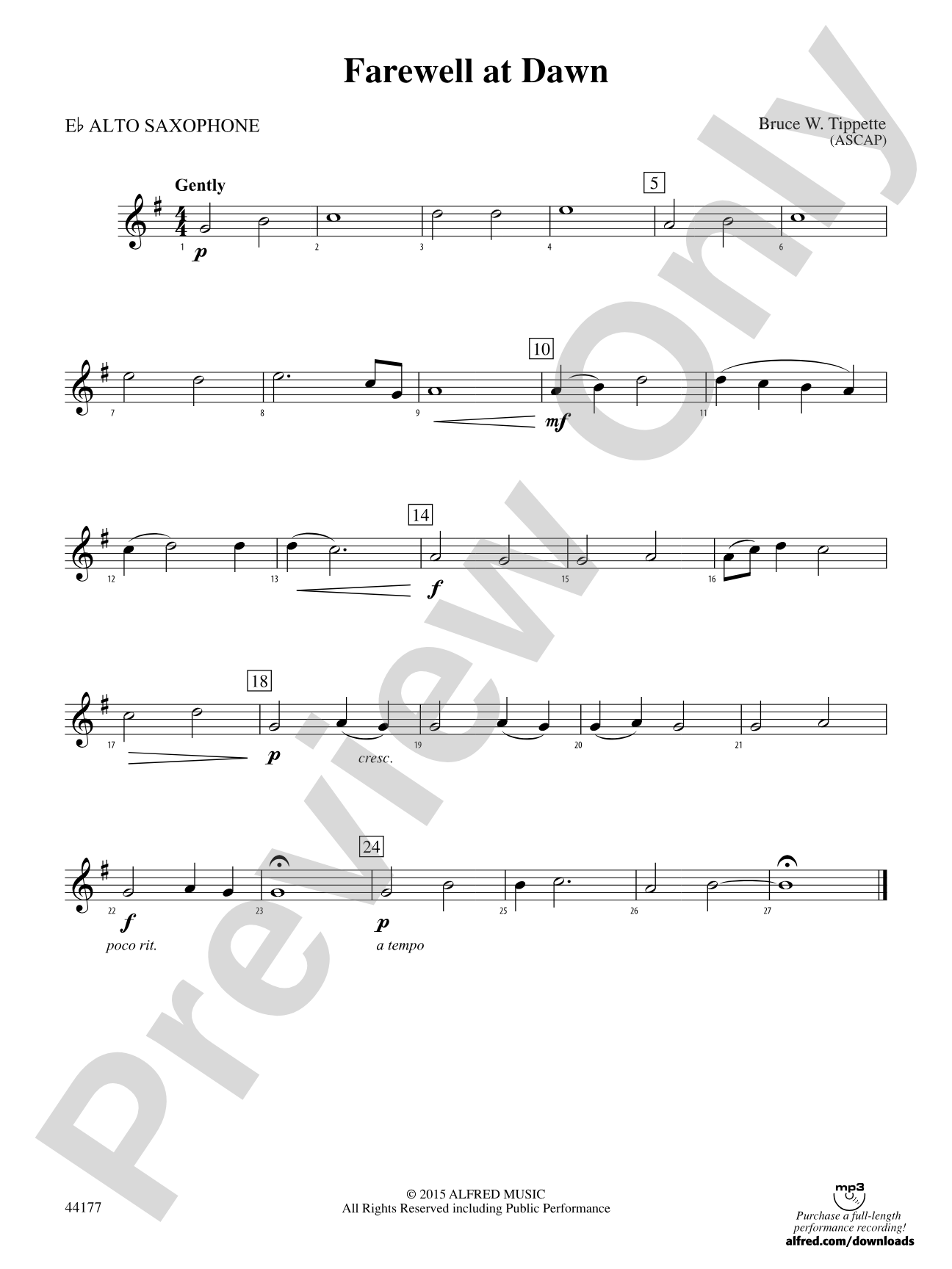 Farewell at Dawn: E-flat Alto Saxophone
