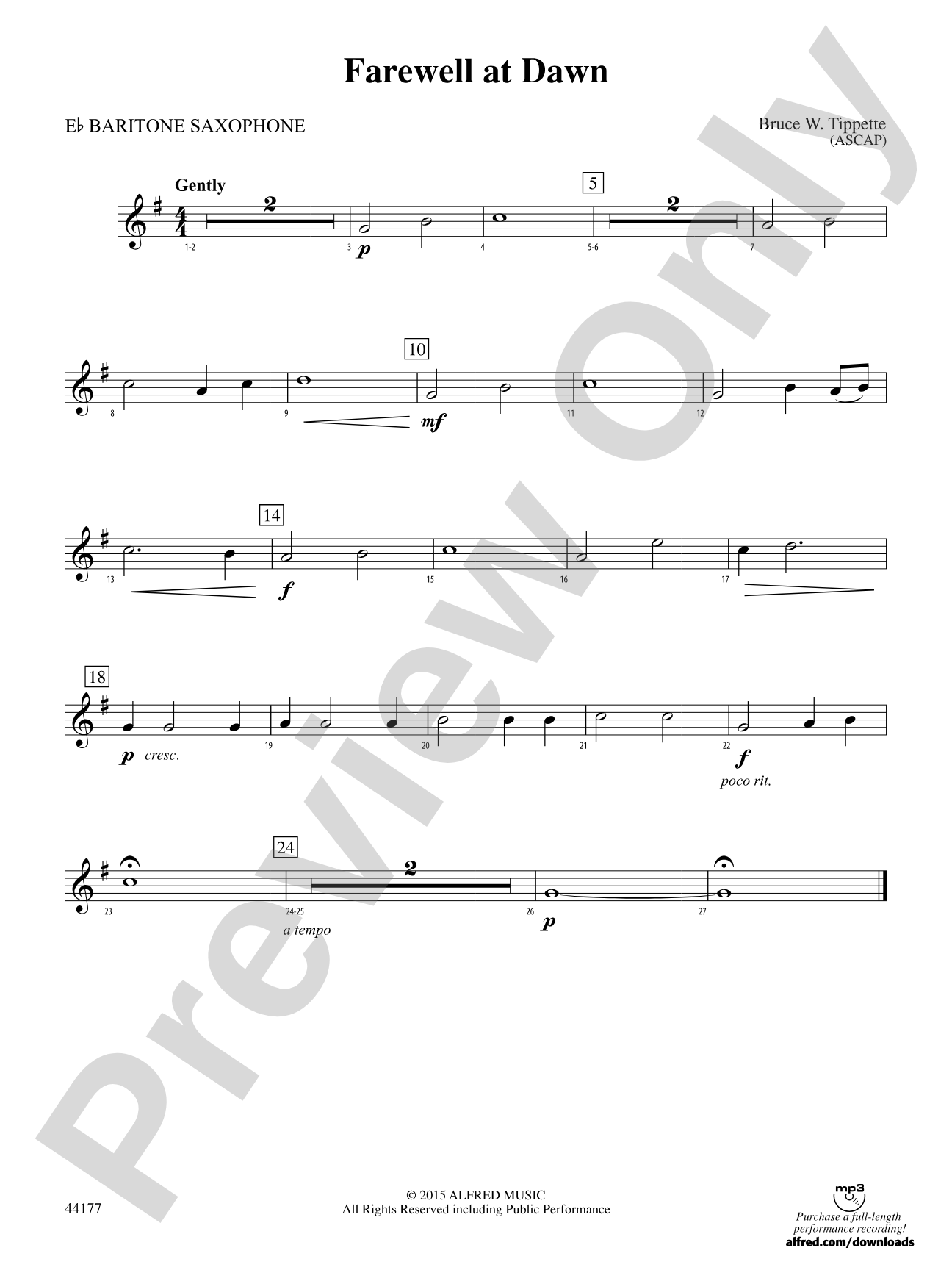 Farewell at Dawn: E-flat Baritone Saxophone