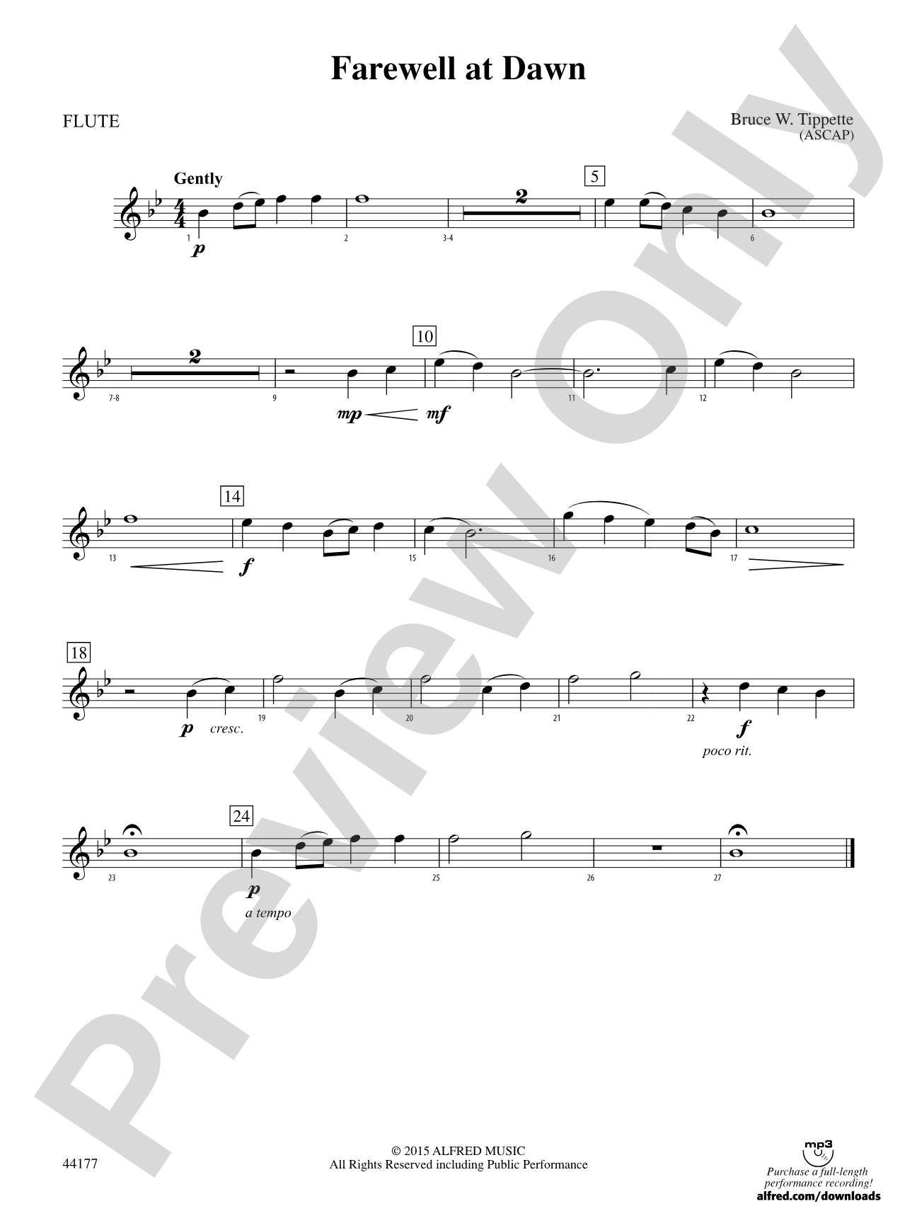 Farewell at Dawn: Flute