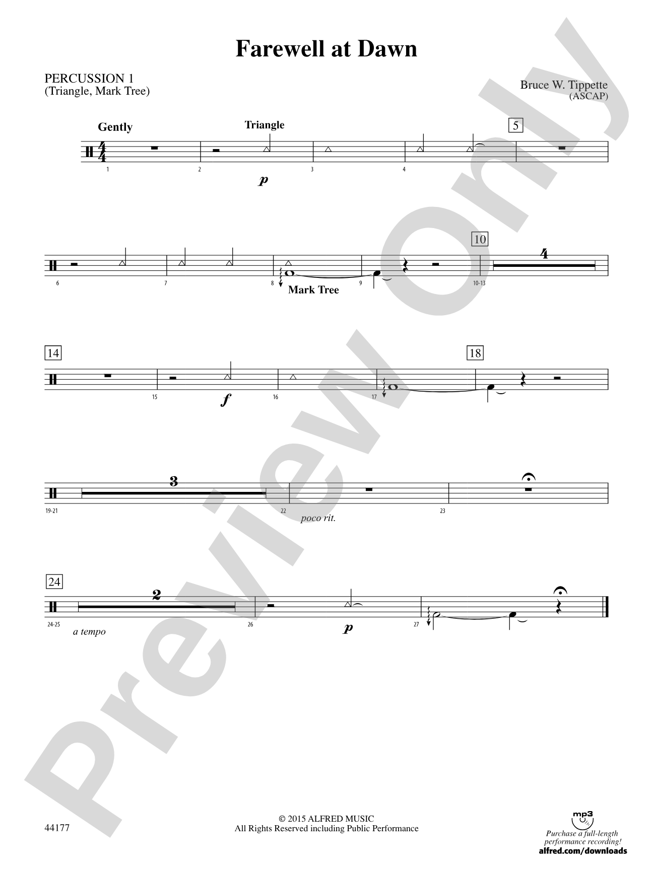 Farewell at Dawn: 1st Percussion