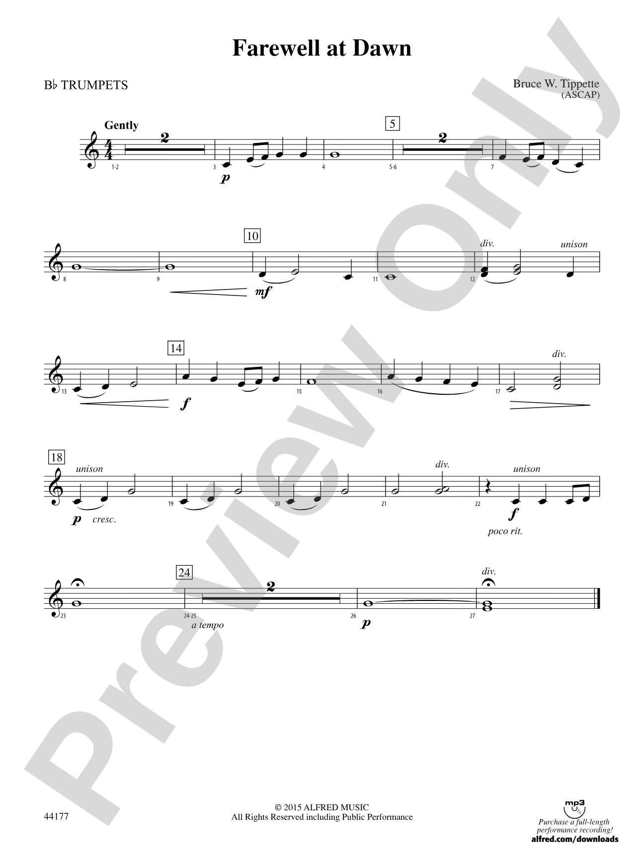 Farewell at Dawn: 1st B-flat Trumpet