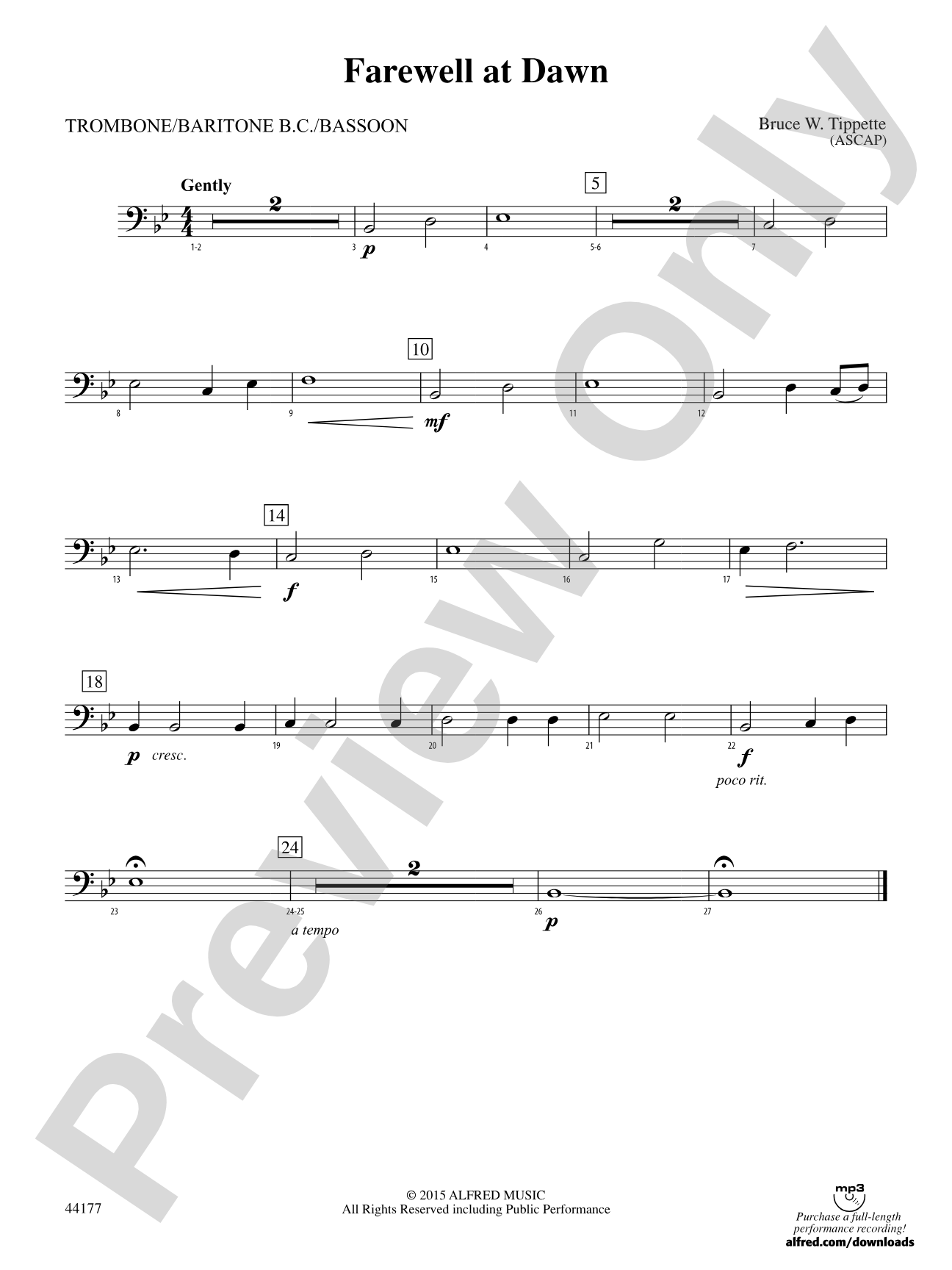 Farewell at Dawn: 1st Trombone