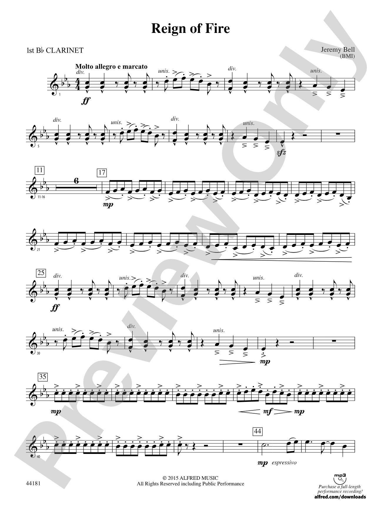 Reign of Fire: 1st B-flat Clarinet