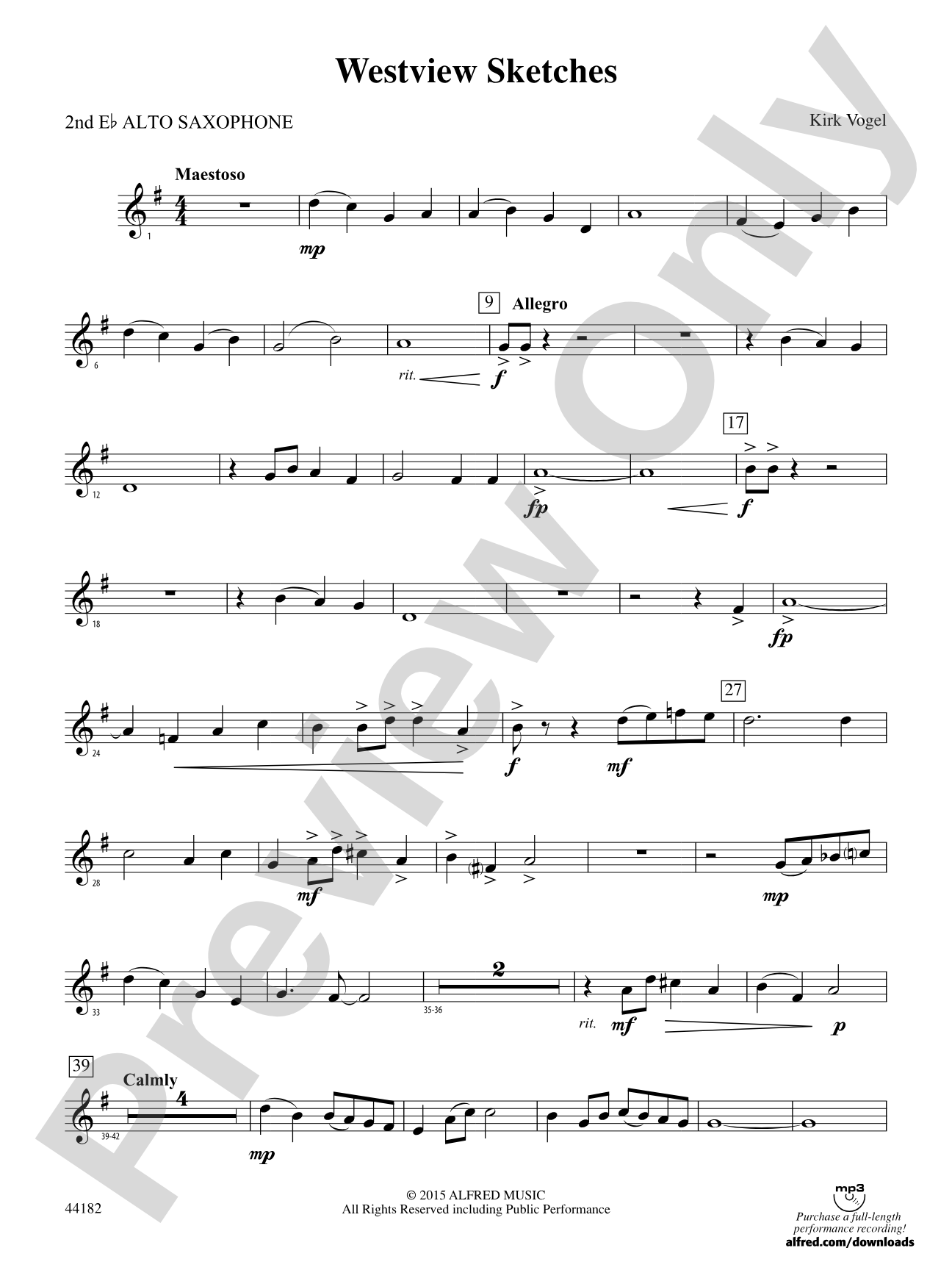 Westview Sketches: 2nd E-flat Alto Saxophone
