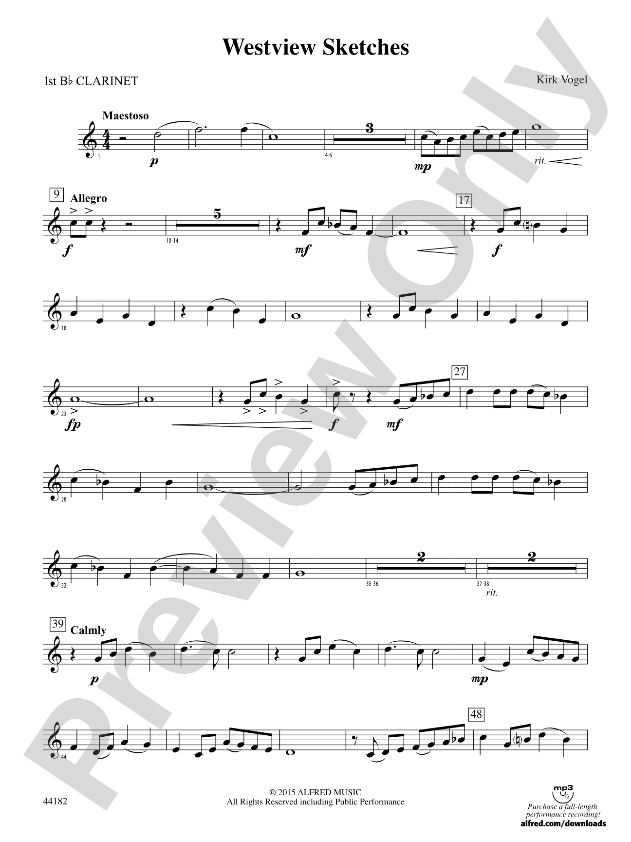 Westview Sketches: 1st B-flat Clarinet