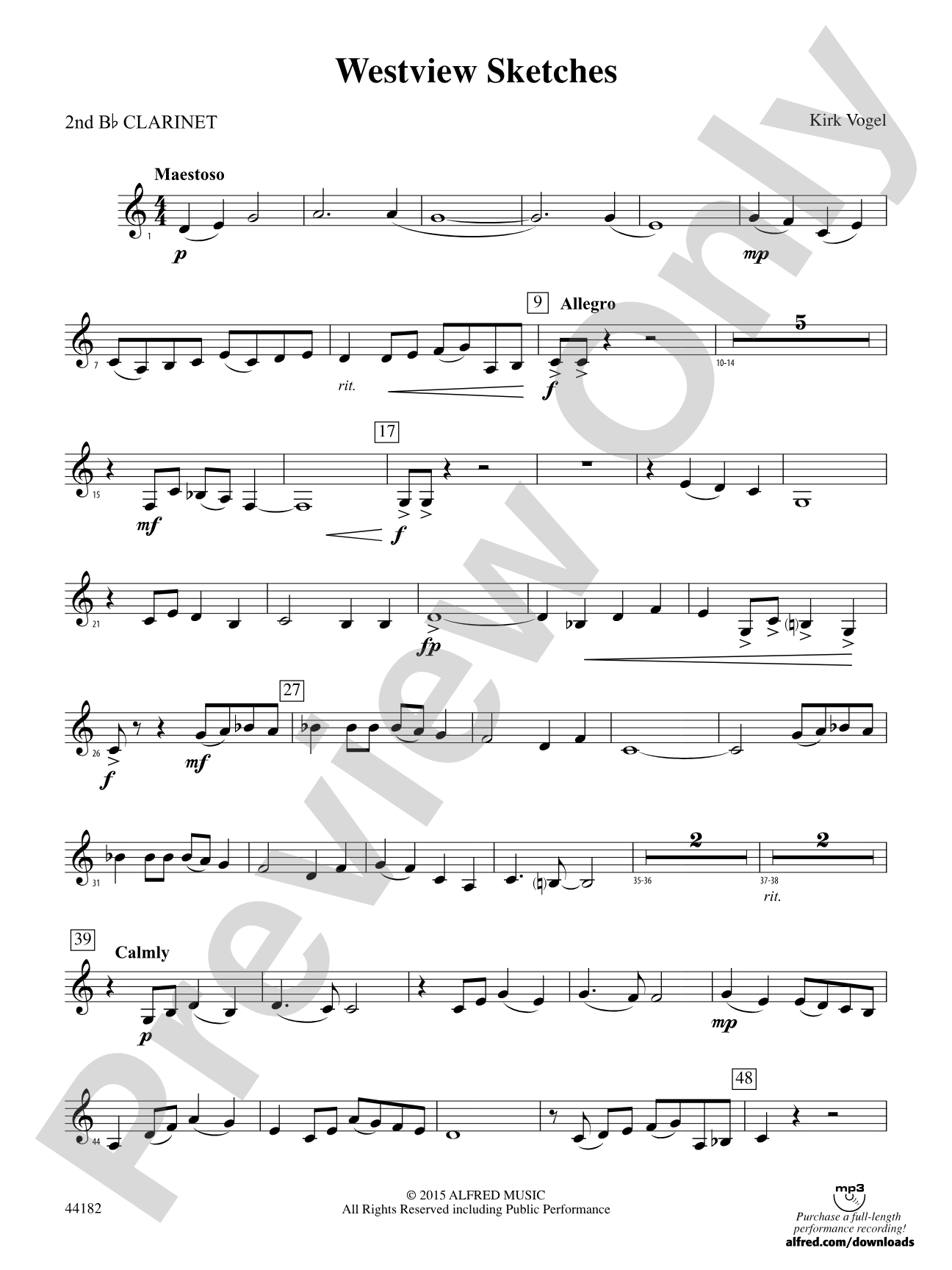 Westview Sketches: 2nd B-flat Clarinet