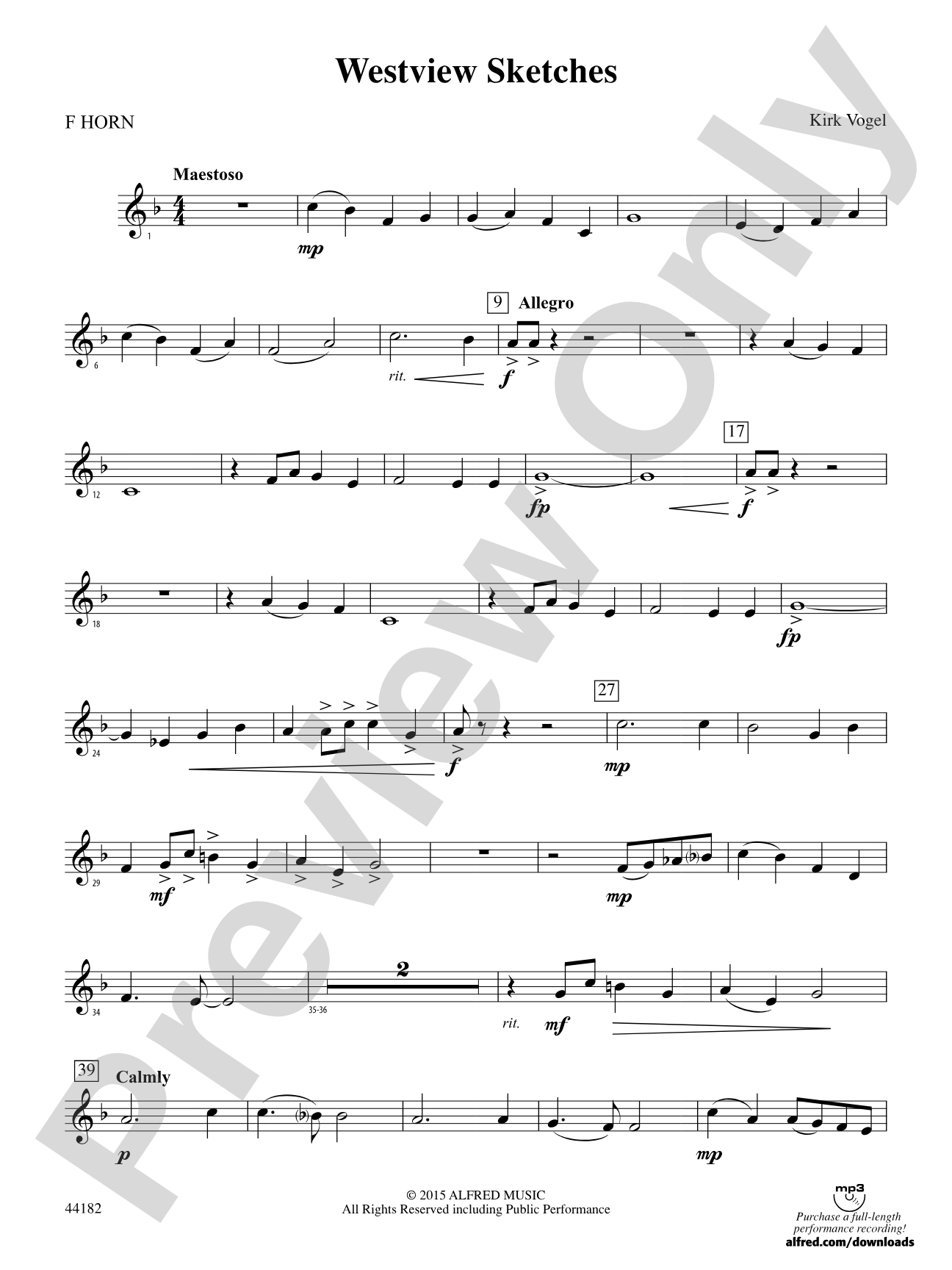 Westview Sketches: 1st F Horn