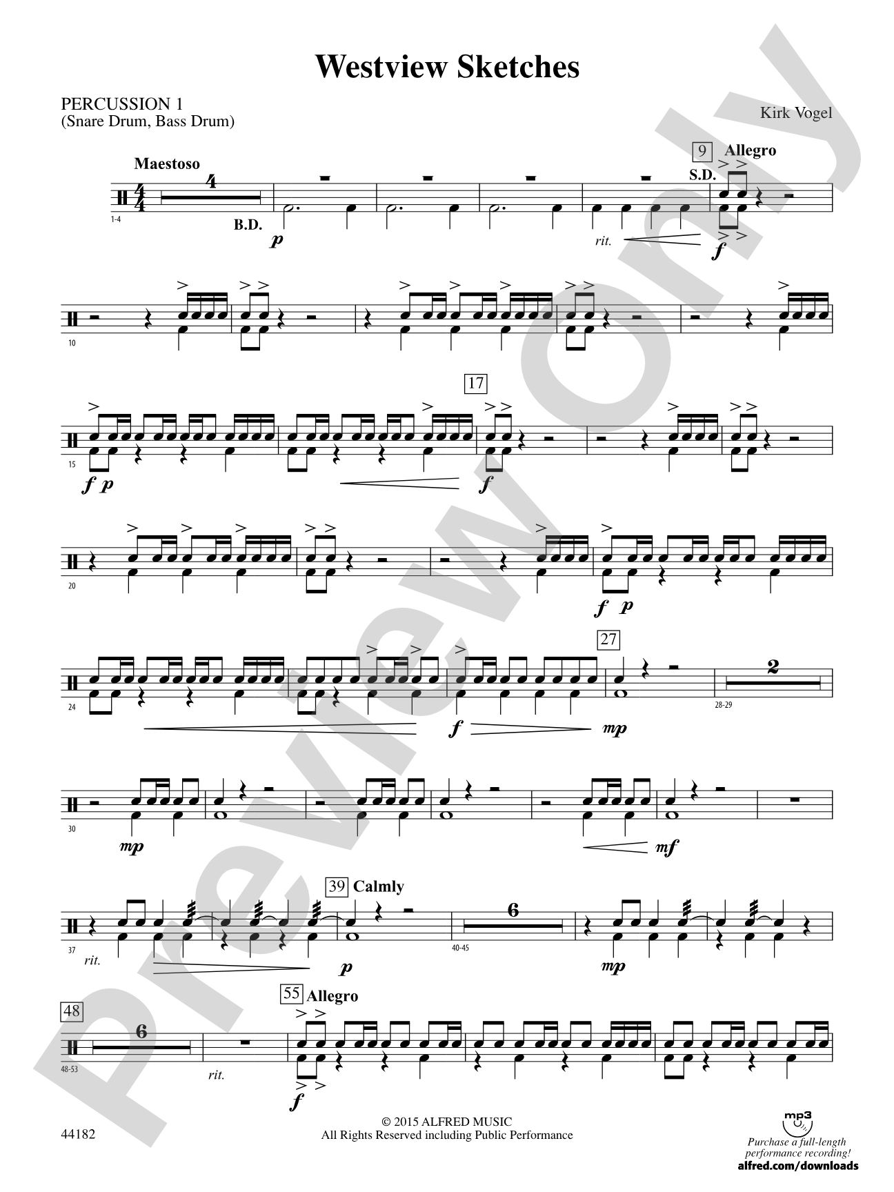 Westview Sketches: 1st Percussion