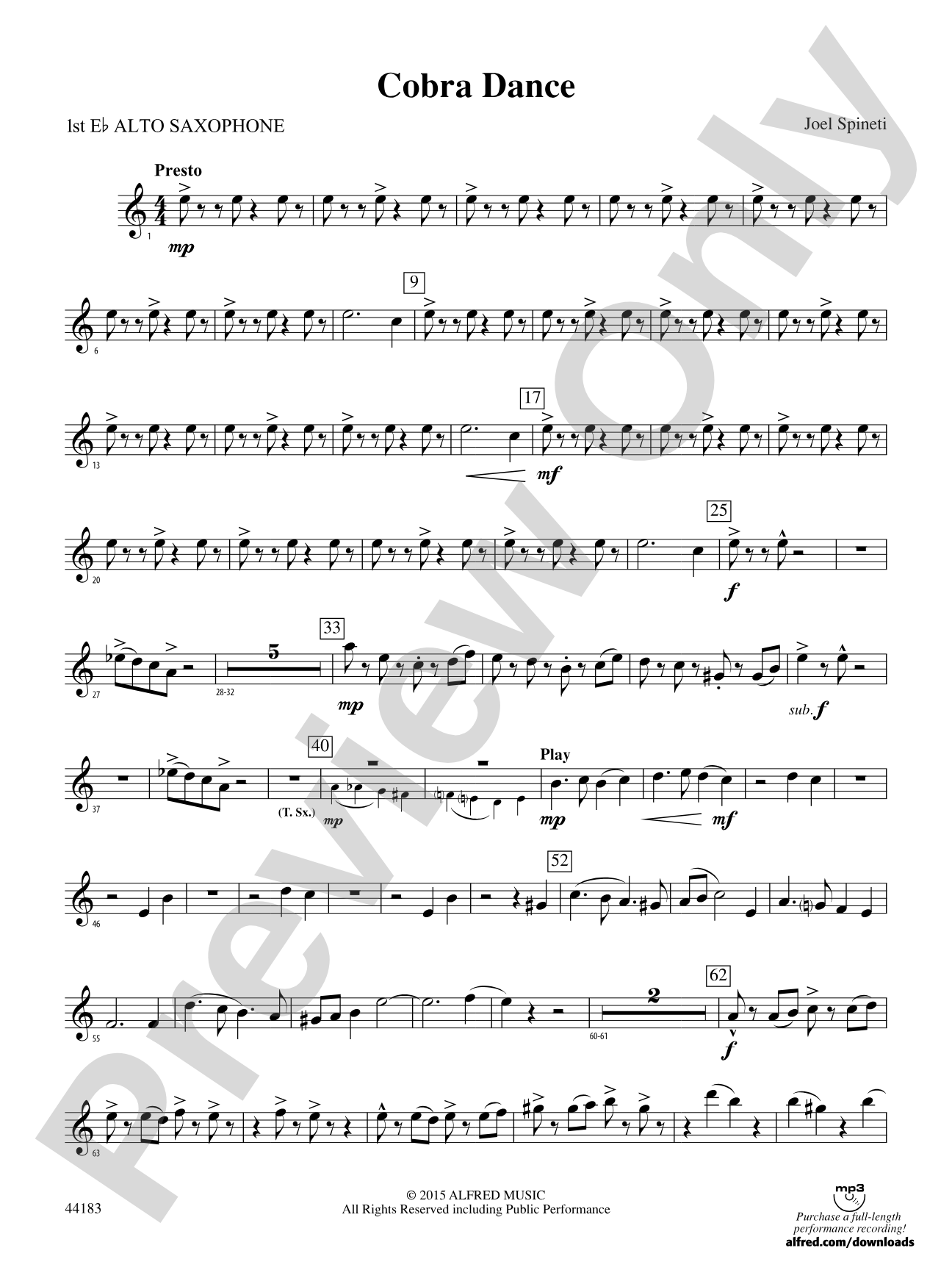 Cobra Dance: E-flat Alto Saxophone