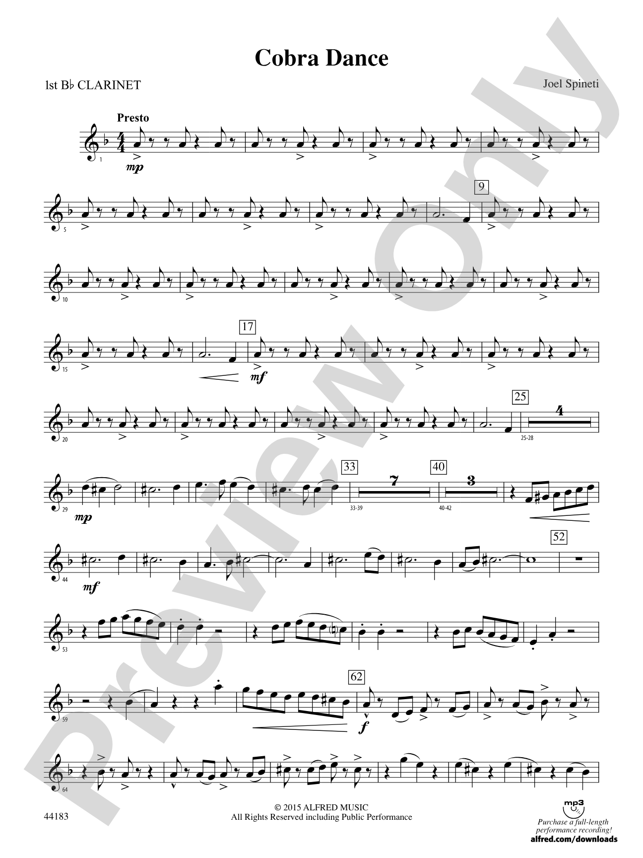 Cobra Dance: 1st B-flat Clarinet