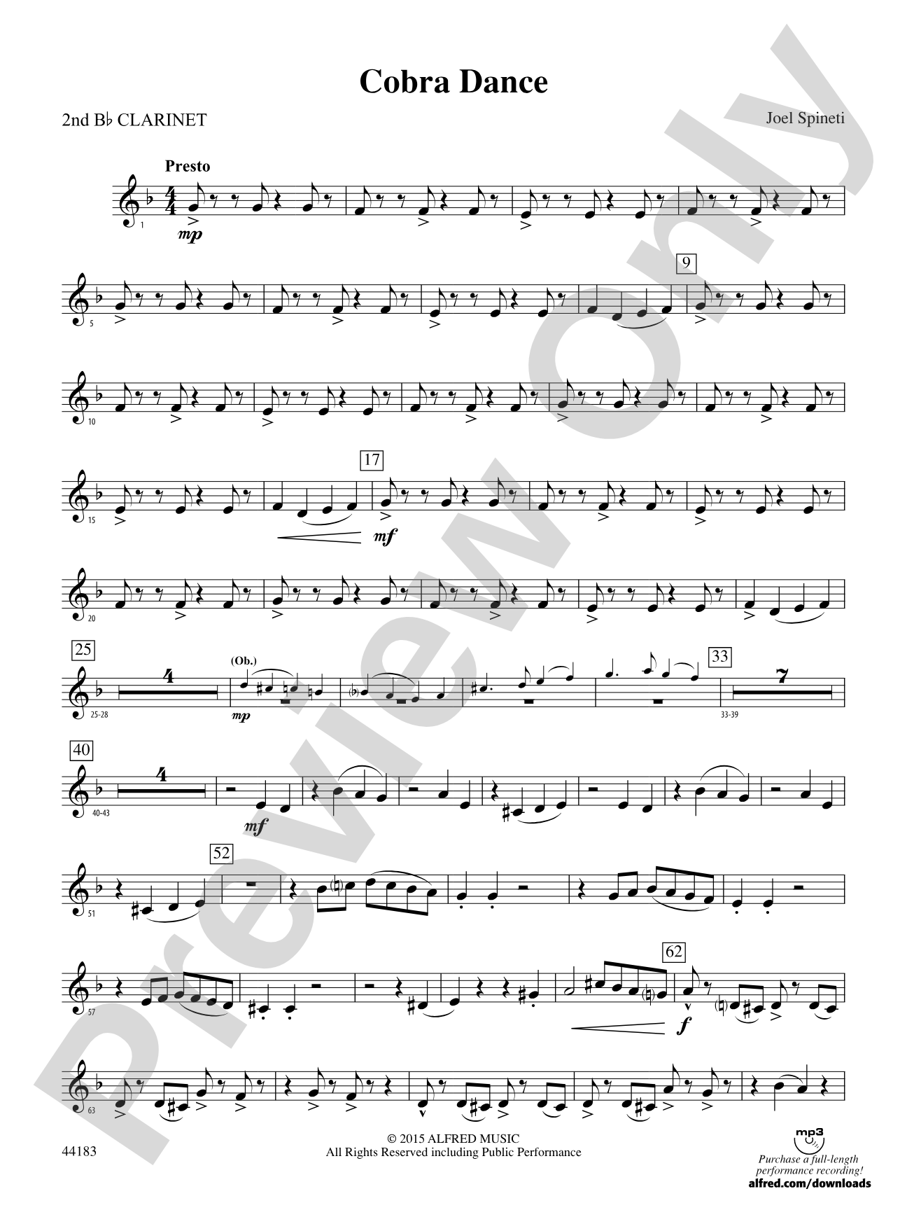 Cobra Dance: 2nd B-flat Clarinet