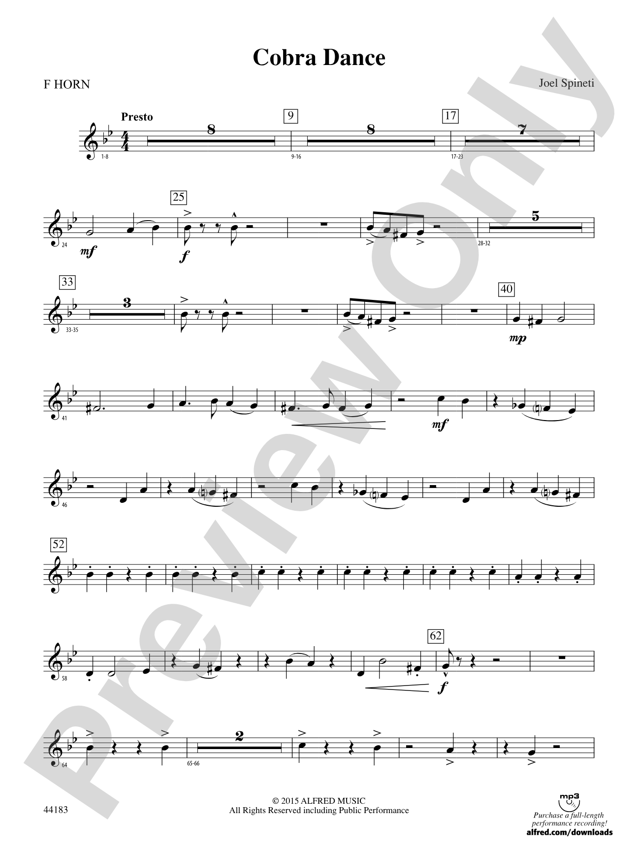 Cobra Dance: 1st F Horn