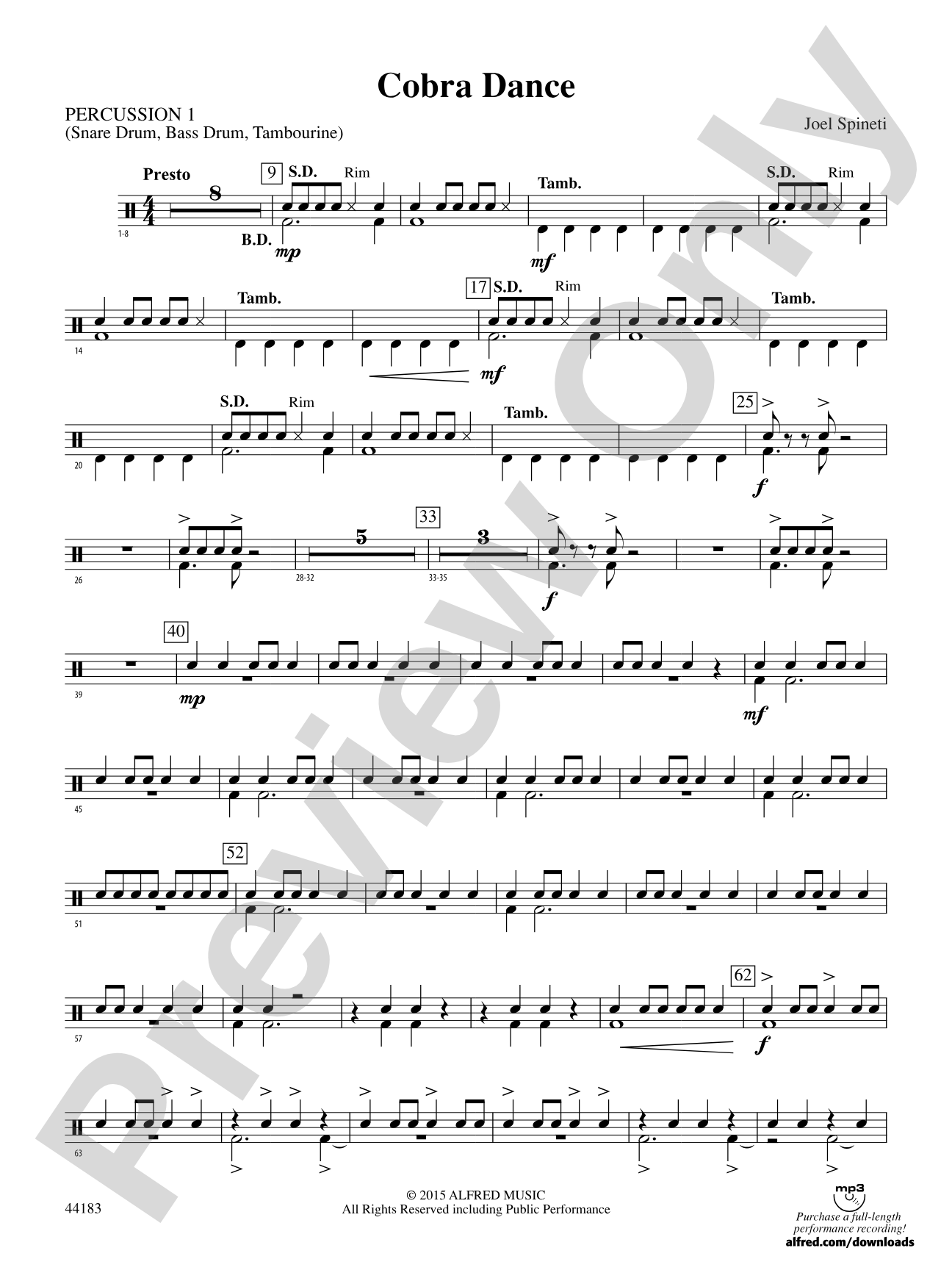 Cobra Dance: 1st Percussion
