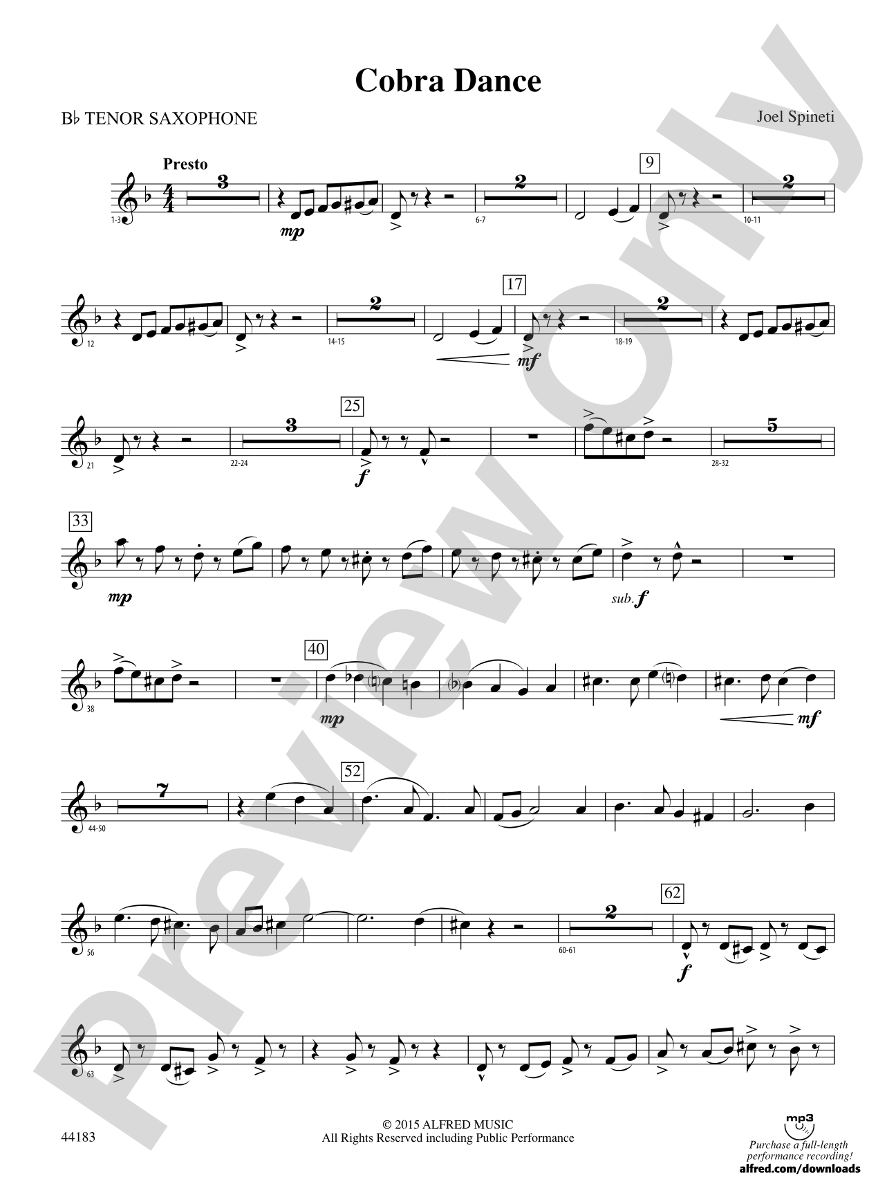 Cobra Dance: B-flat Tenor Saxophone