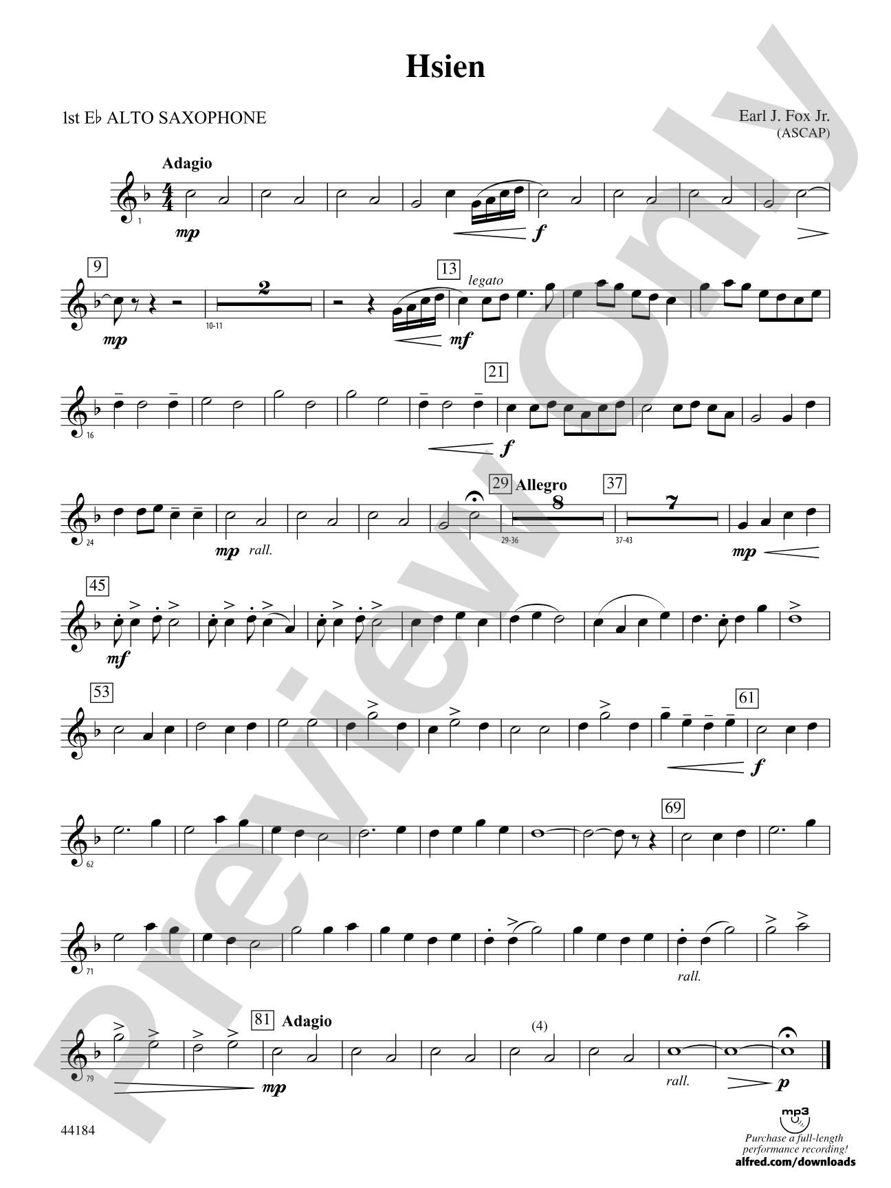 Hsien: E-flat Alto Saxophone