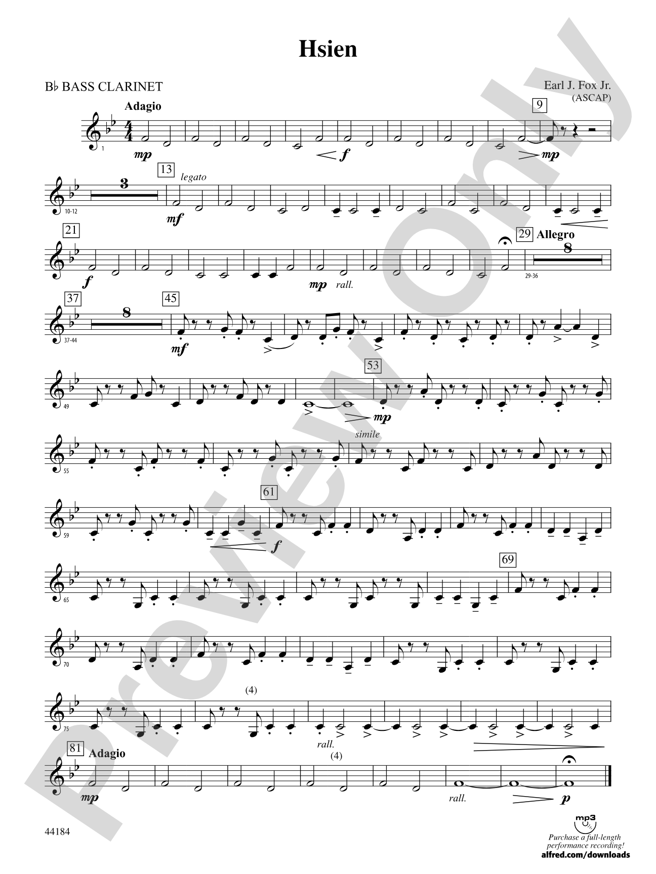 Hsien: B-flat Bass Clarinet