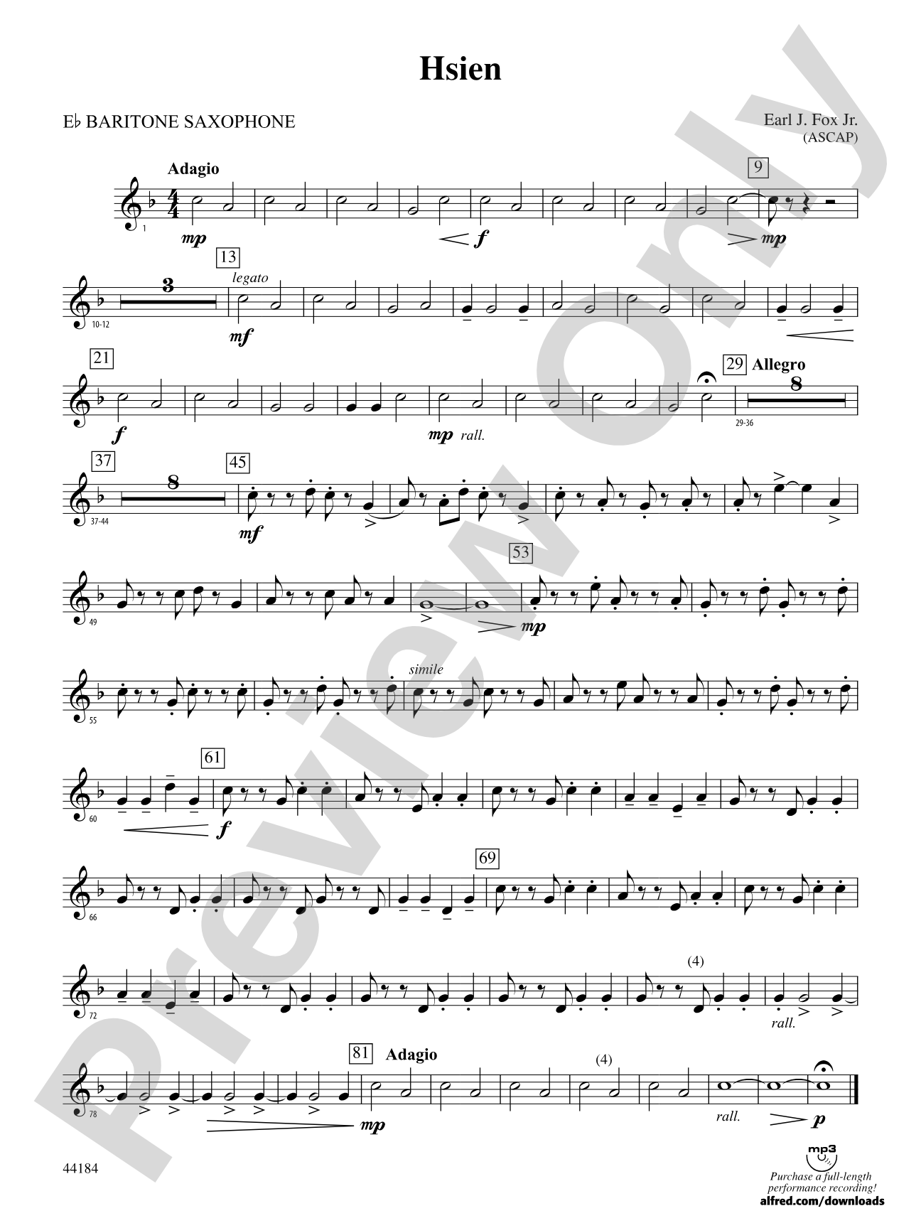 Hsien: E-flat Baritone Saxophone