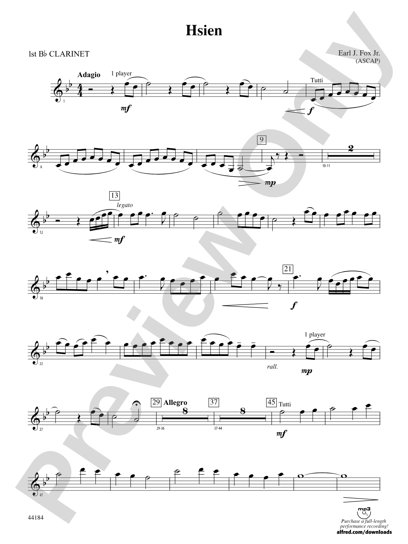 Hsien: 1st B-flat Clarinet