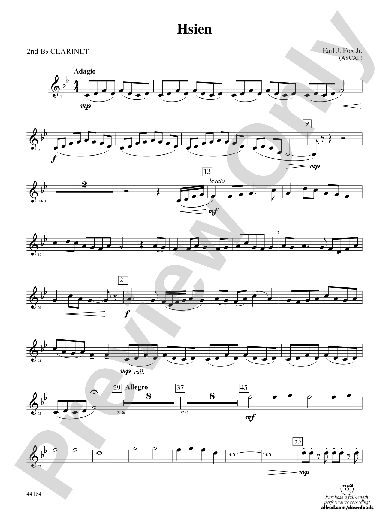 Hsien: 2nd B-flat Clarinet