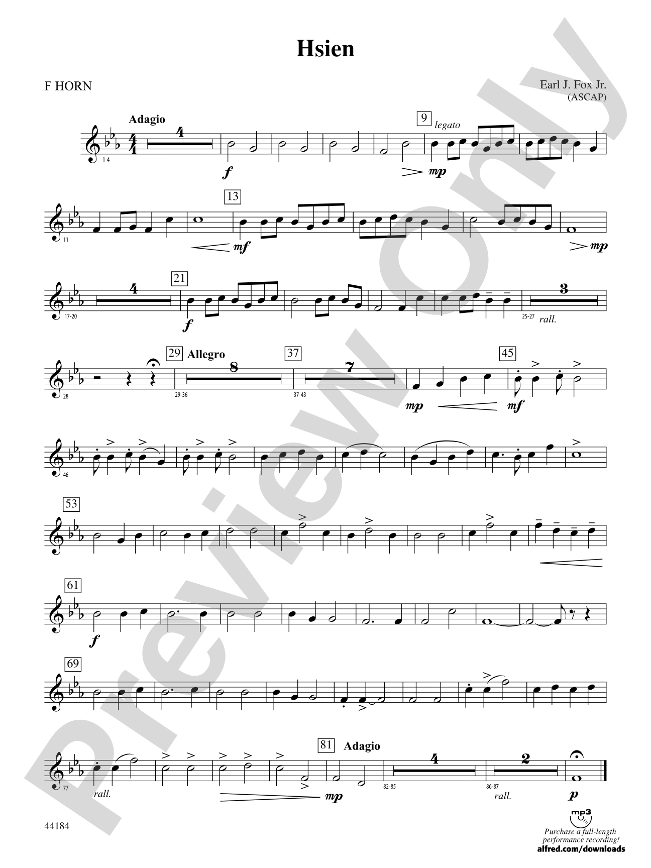 Hsien: 1st F Horn