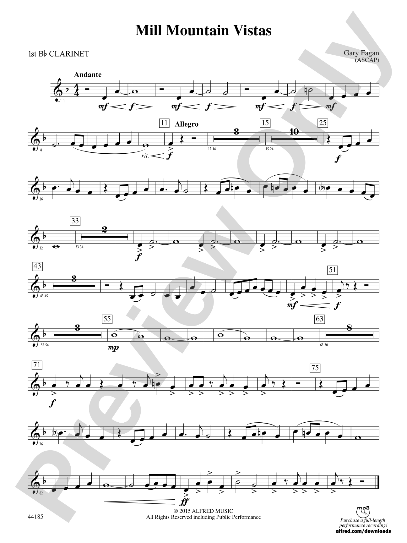 Mill Mountain Vistas: 1st B-flat Clarinet