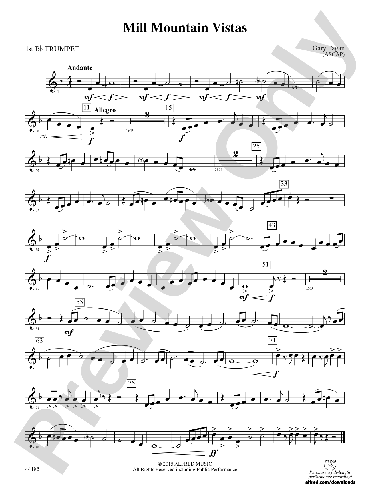 Mill Mountain Vistas: 1st B-flat Trumpet