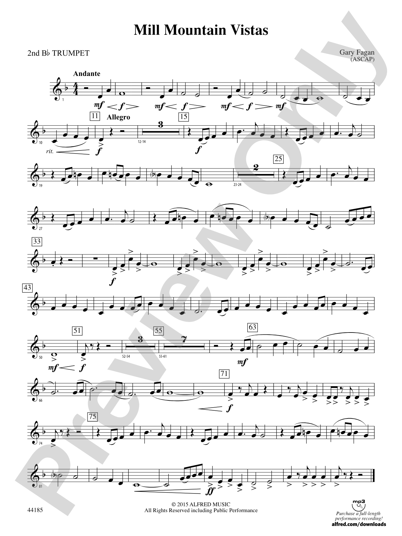 Mill Mountain Vistas: 2nd B-flat Trumpet