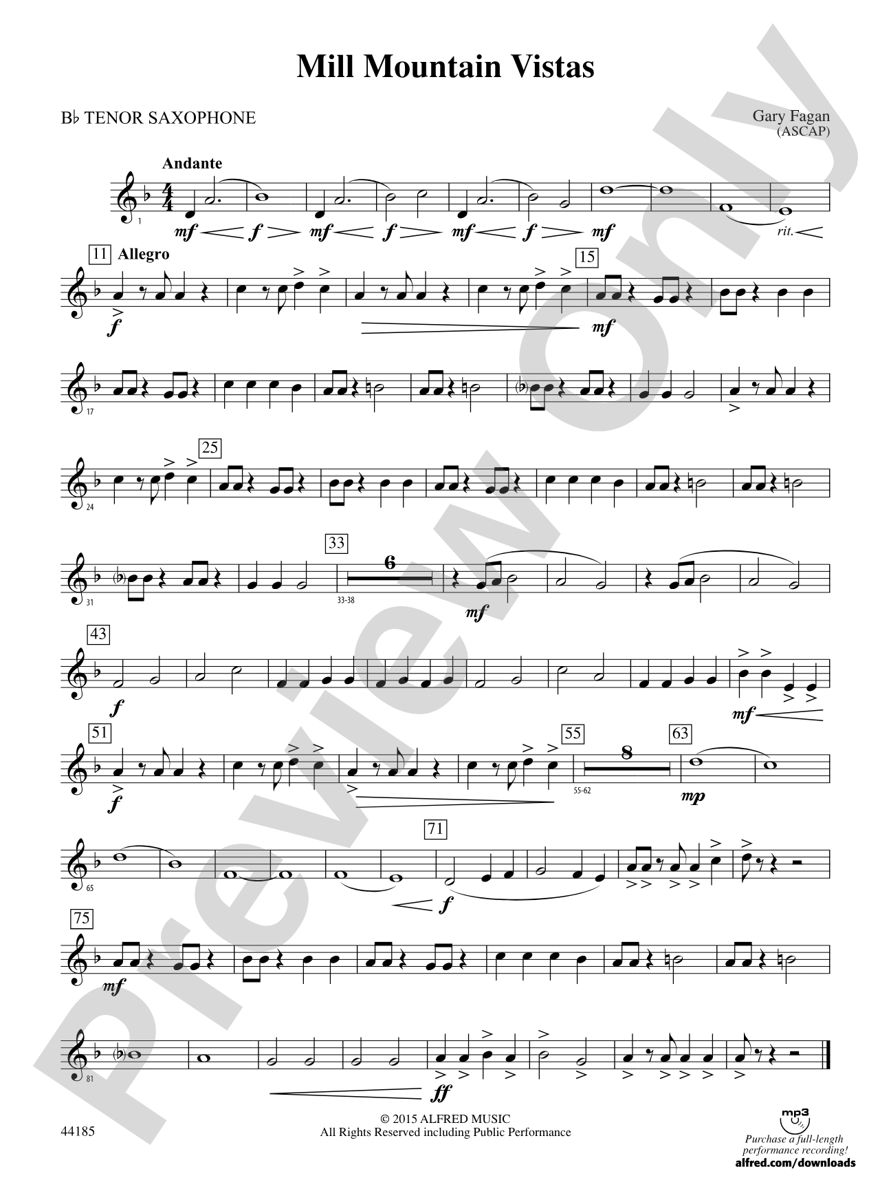 Mill Mountain Vistas: B-flat Tenor Saxophone
