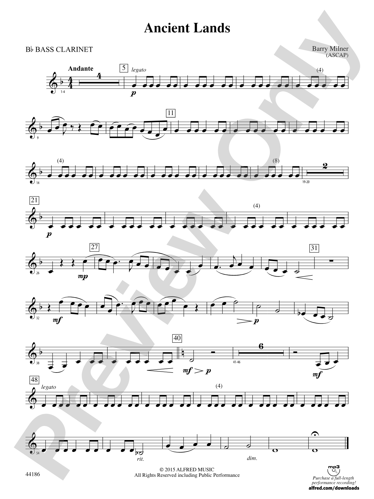 Ancient Lands: B-flat Bass Clarinet