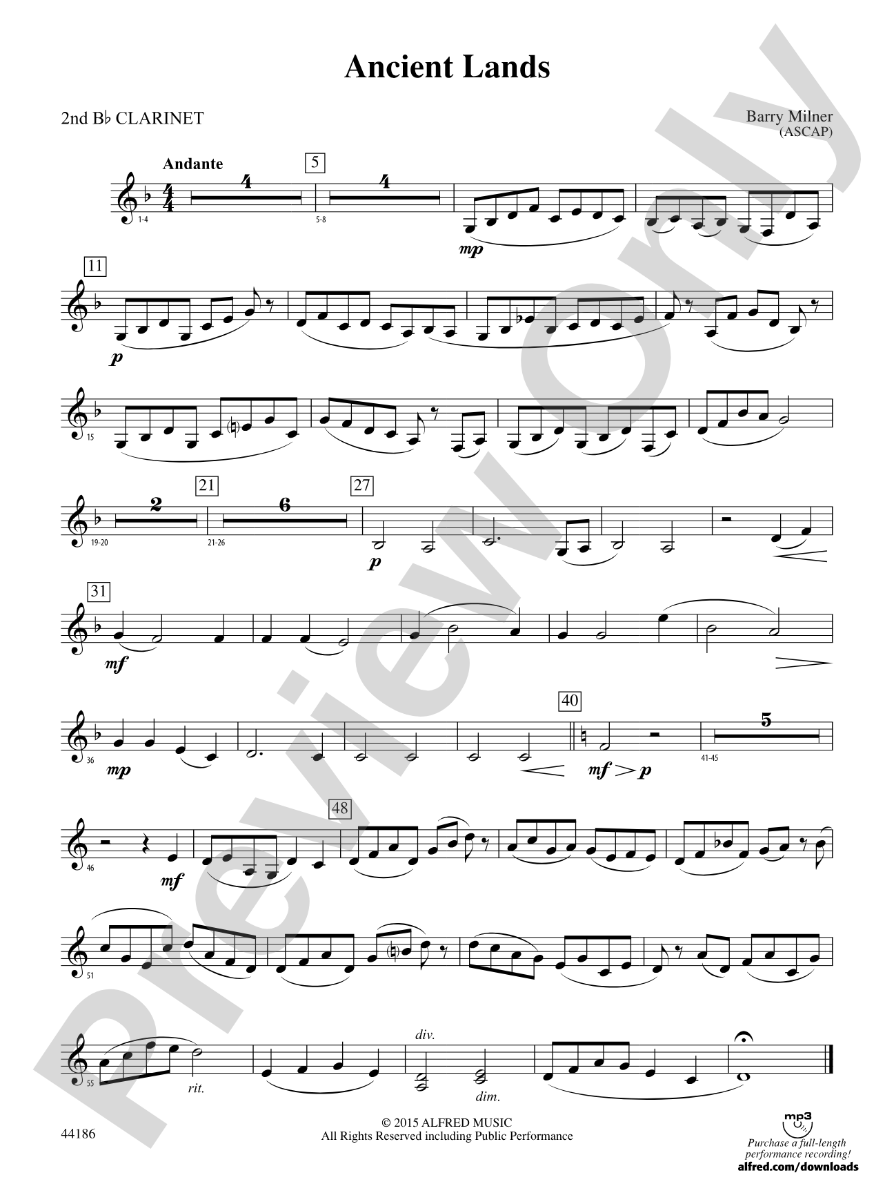 Ancient Lands: 2nd B-flat Clarinet