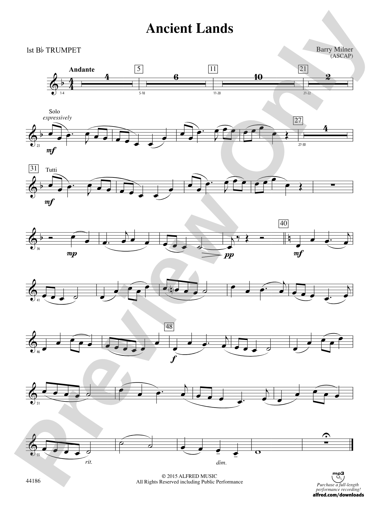 Ancient Lands: 1st B-flat Trumpet