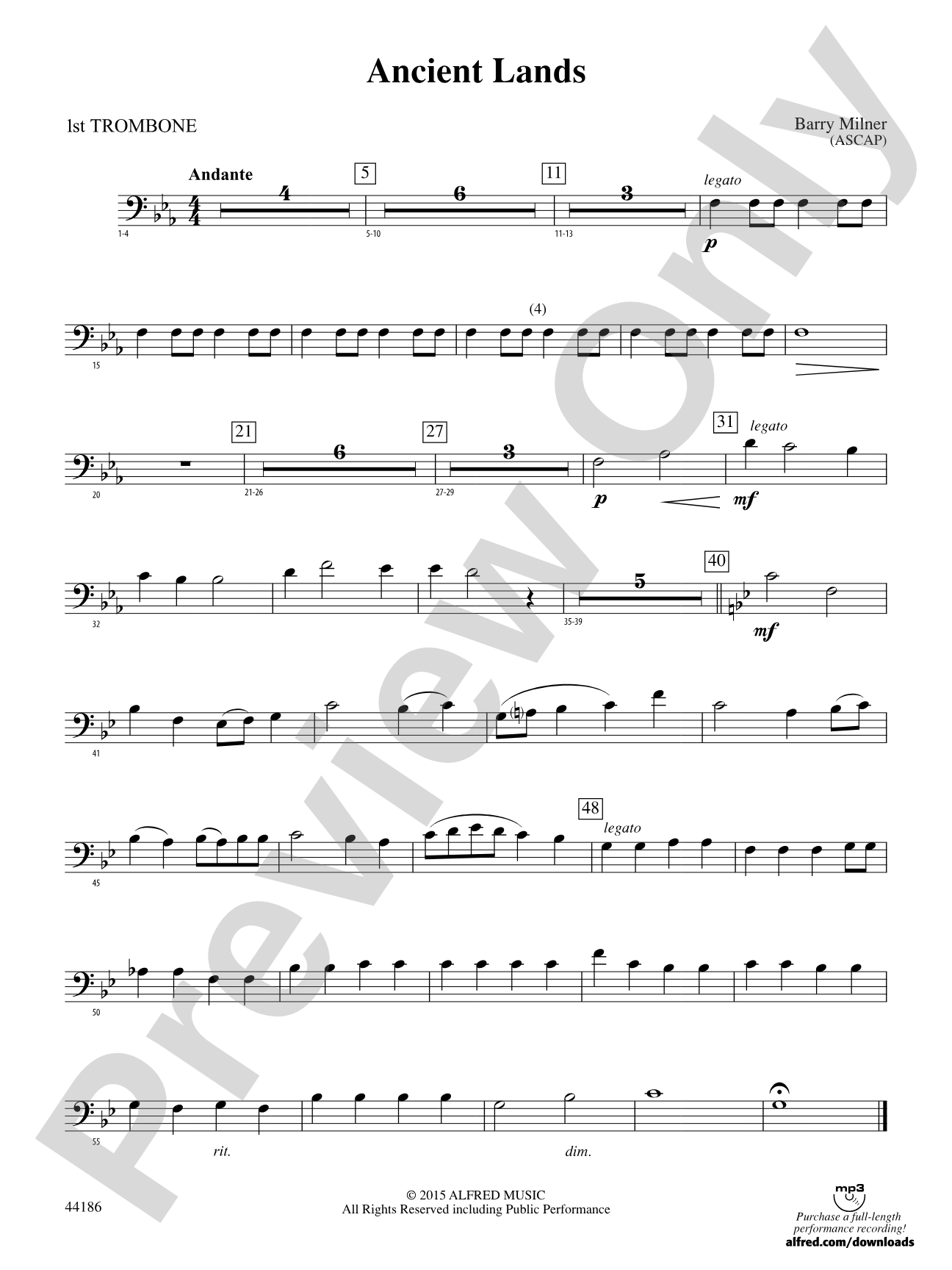 Ancient Lands: 1st Trombone