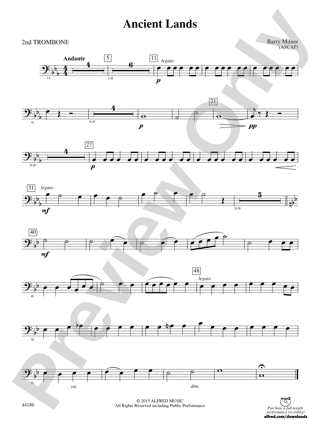 Ancient Lands: 2nd Trombone