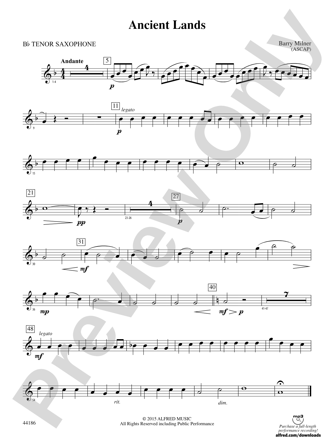 Ancient Lands: B-flat Tenor Saxophone