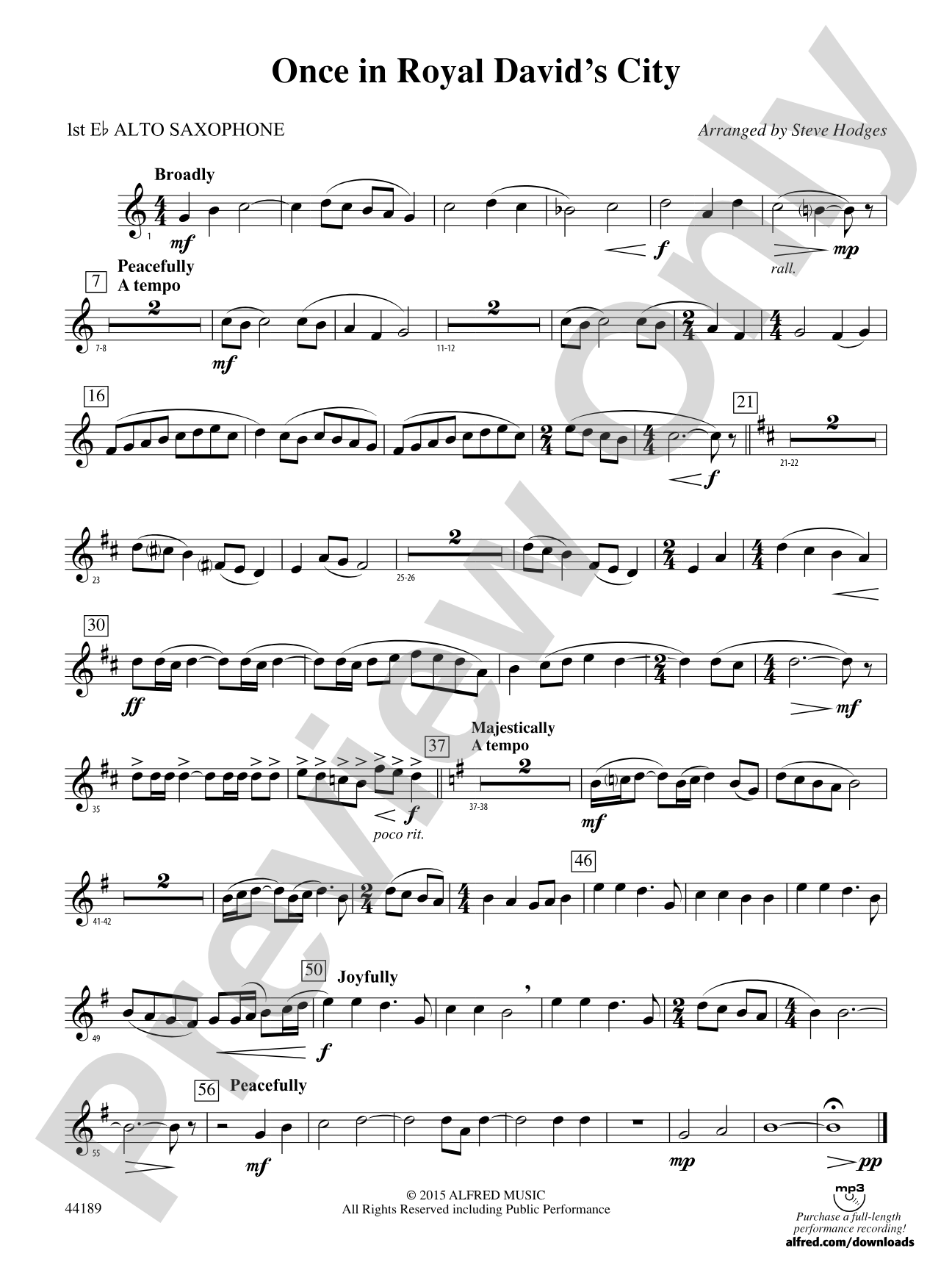 Once in Royal David's City: E-flat Alto Saxophone