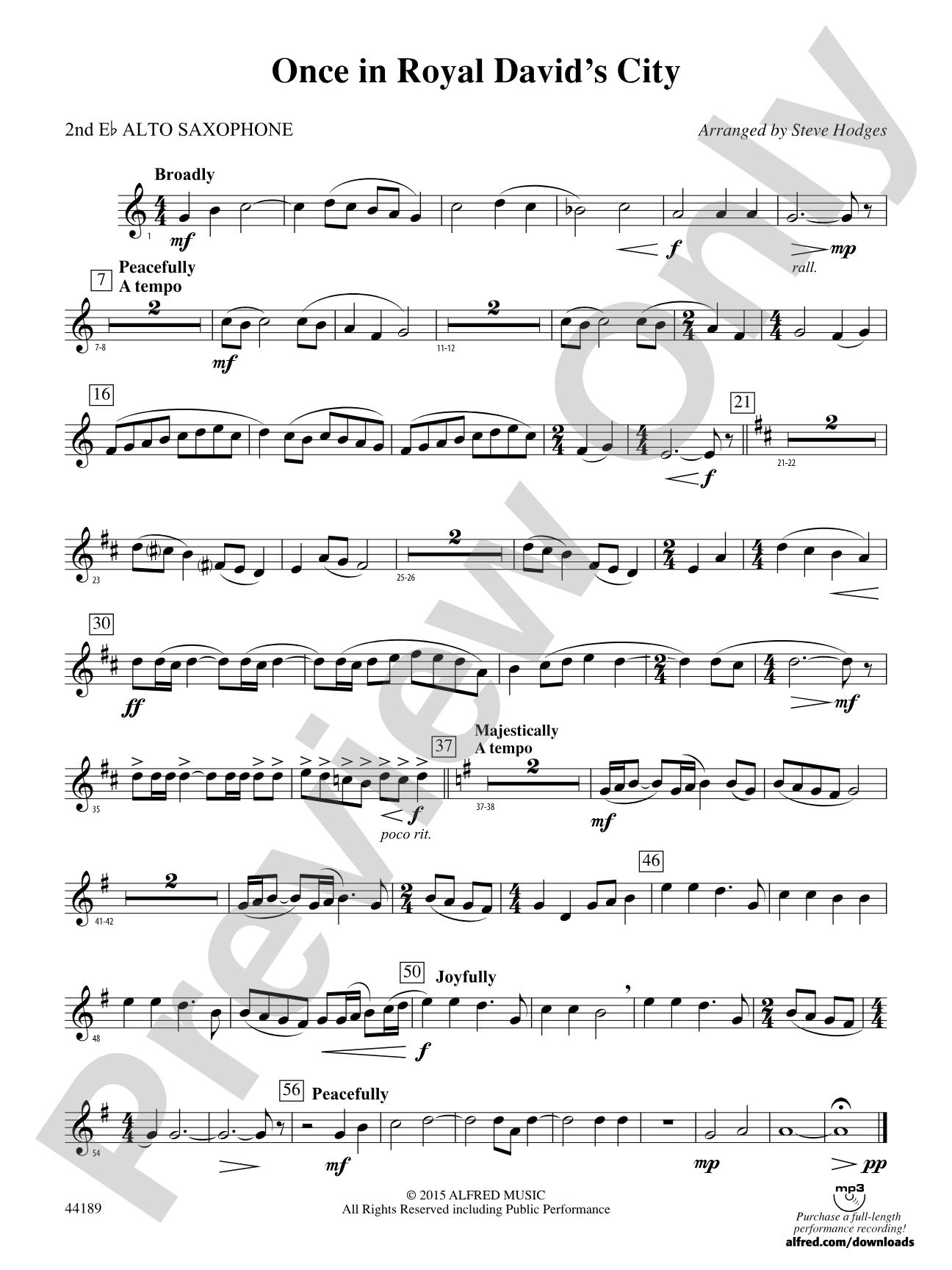 Once in Royal David's City: 2nd E-flat Alto Saxophone