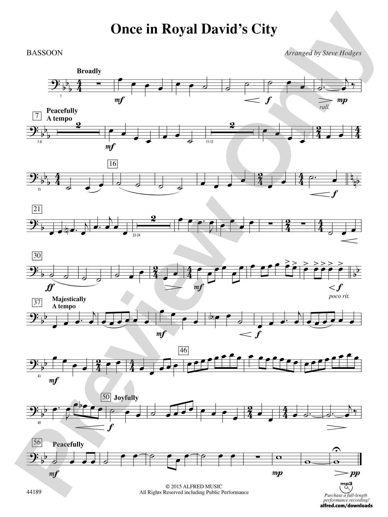 Once in Royal David's City: Bassoon