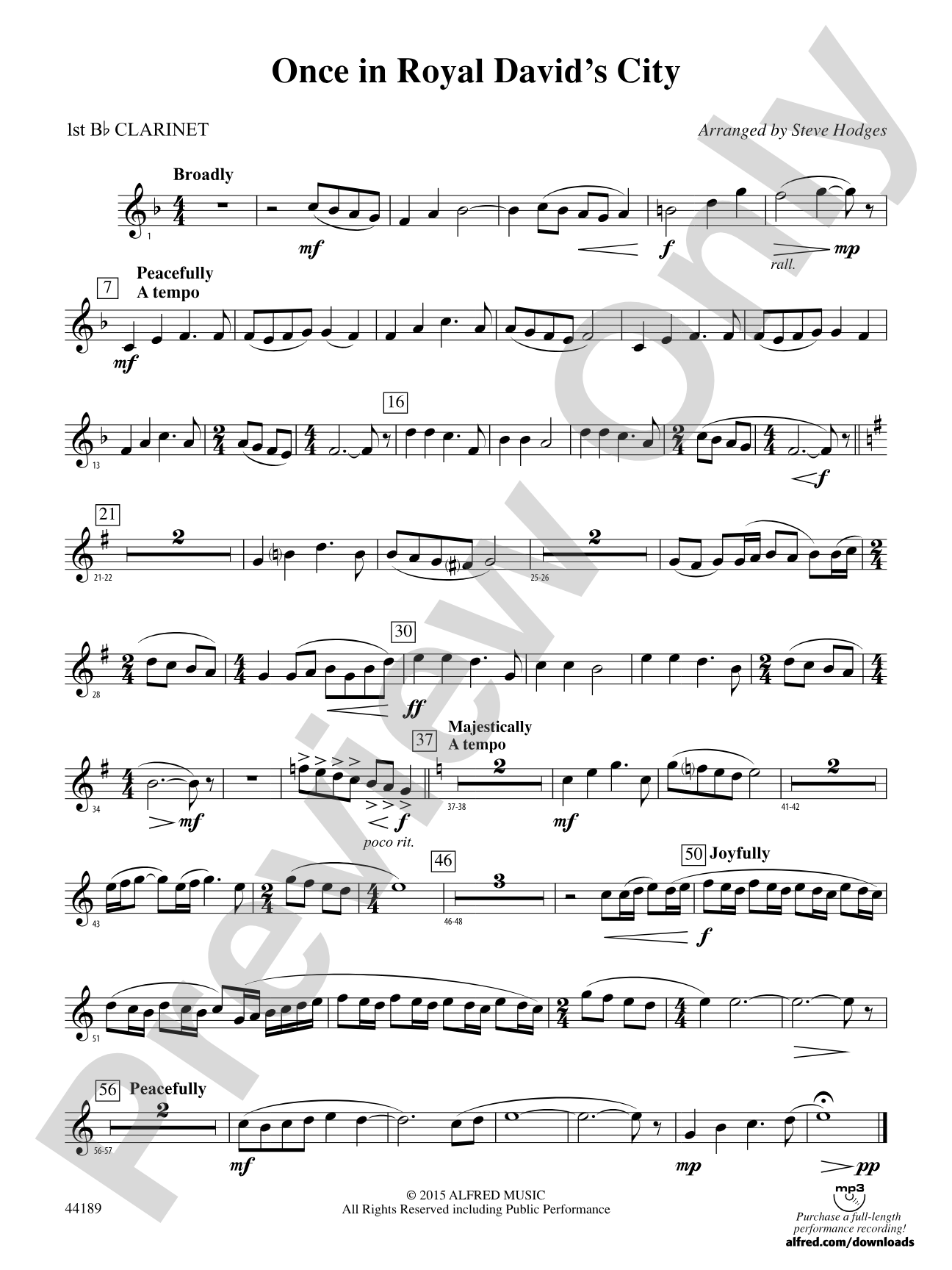 Once in Royal David's City: 1st B-flat Clarinet