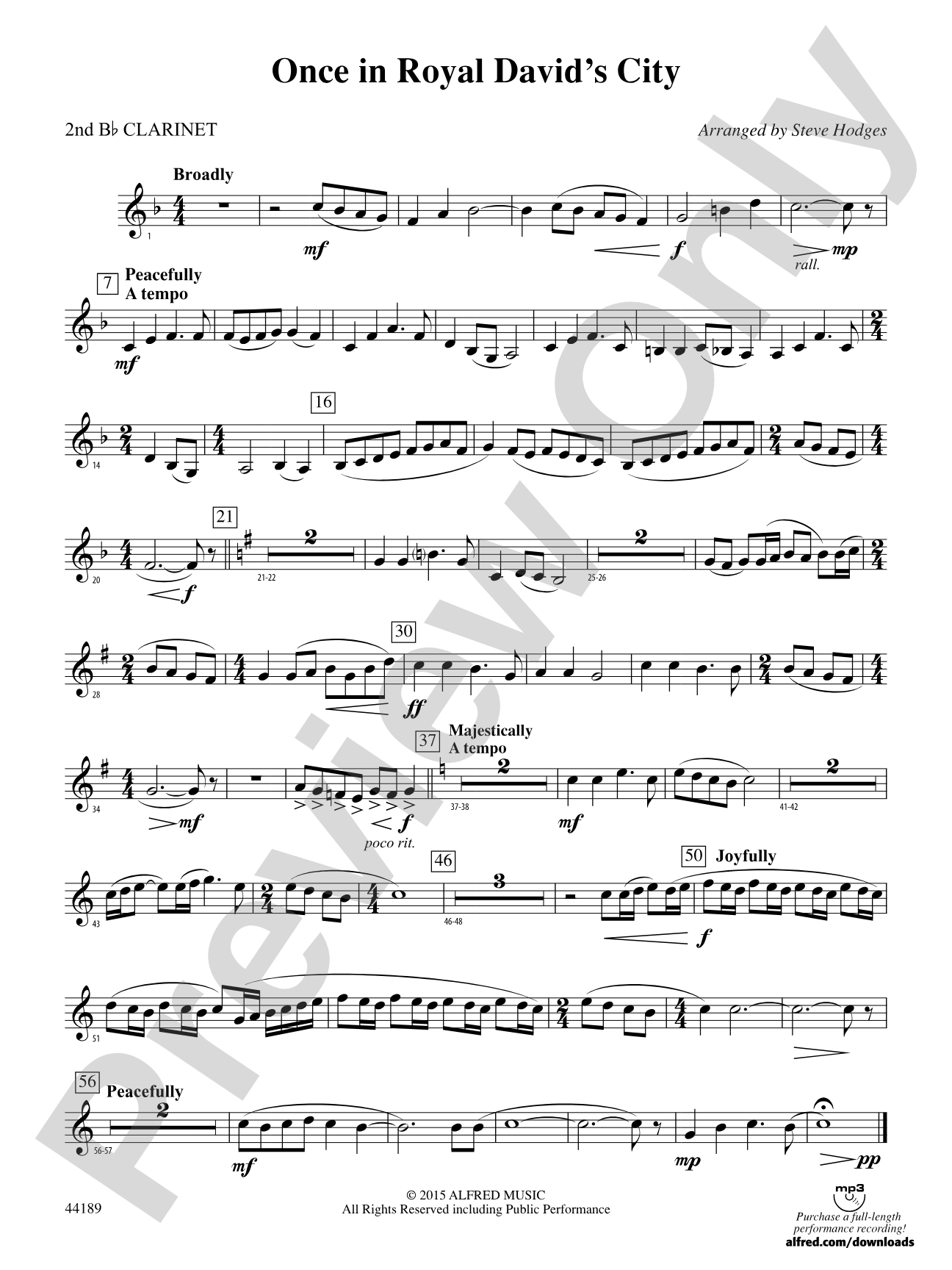 Once in Royal David's City: 2nd B-flat Clarinet