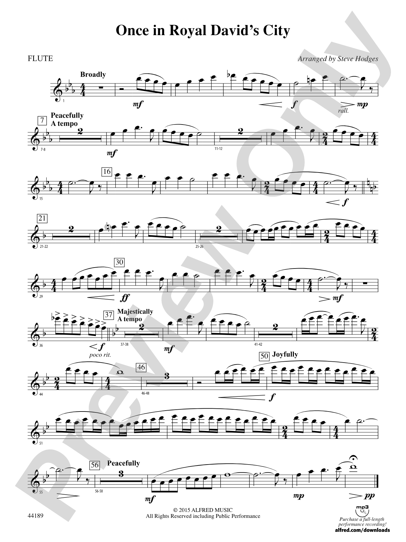 Once in Royal David's City: Flute