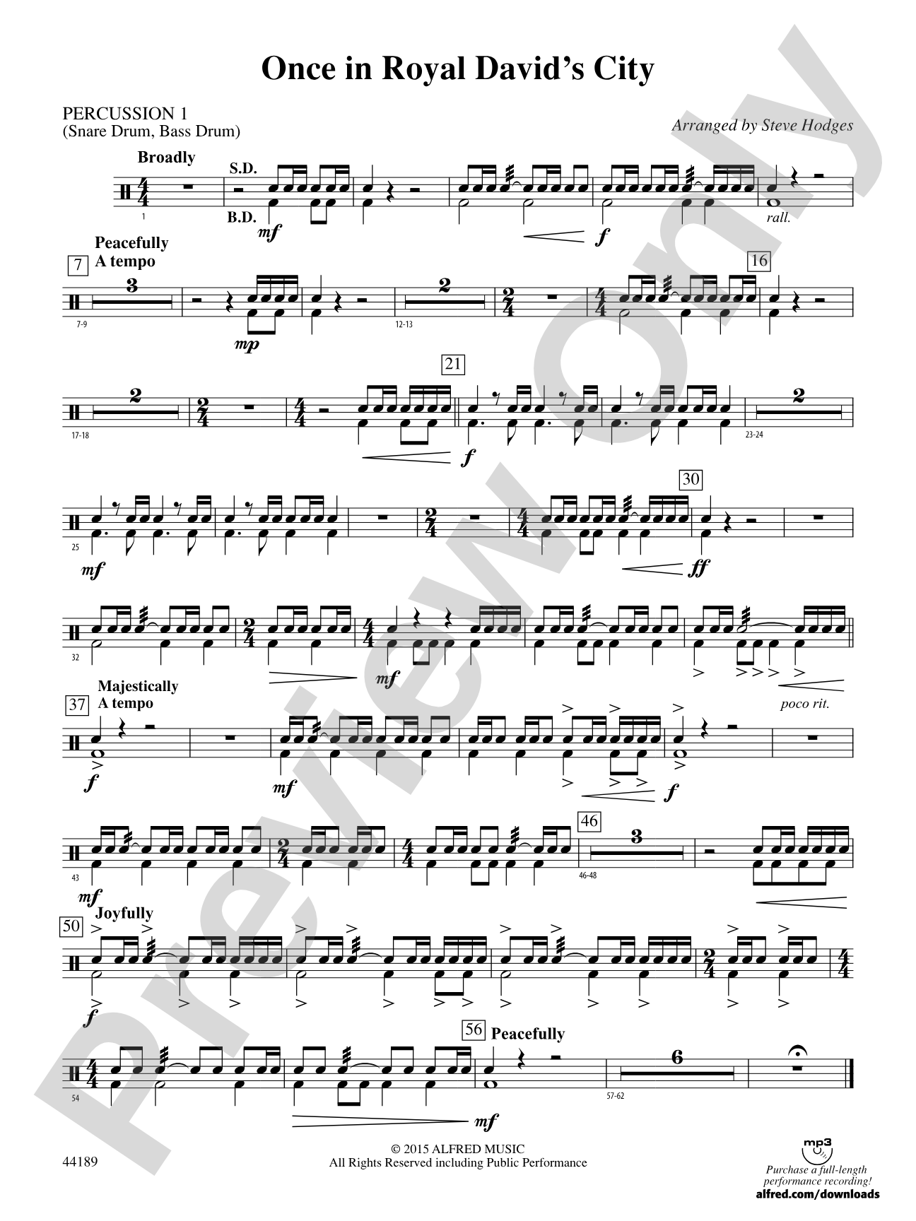 Once in Royal David's City: 1st Percussion