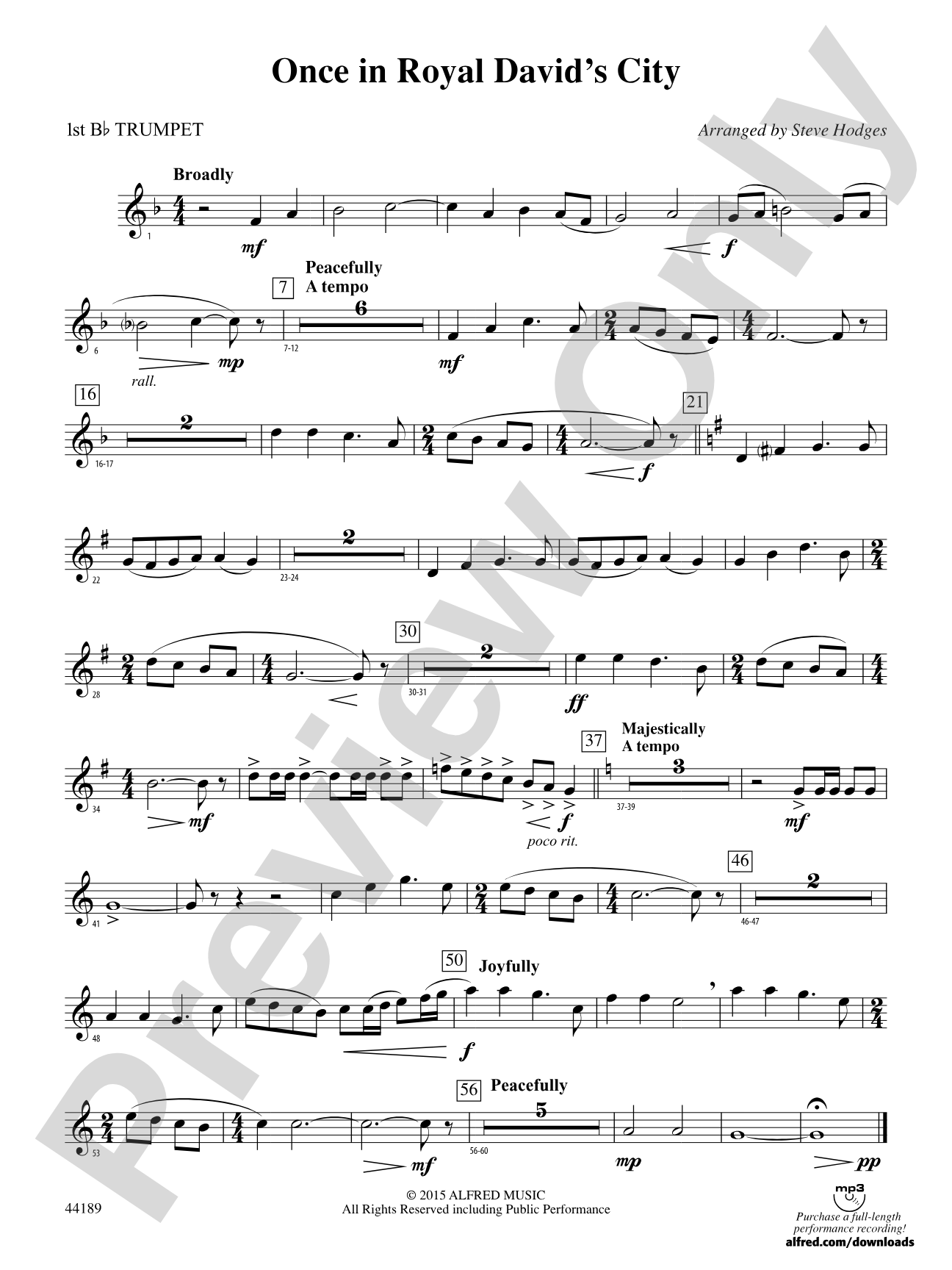 Once in Royal David's City: 1st B-flat Trumpet