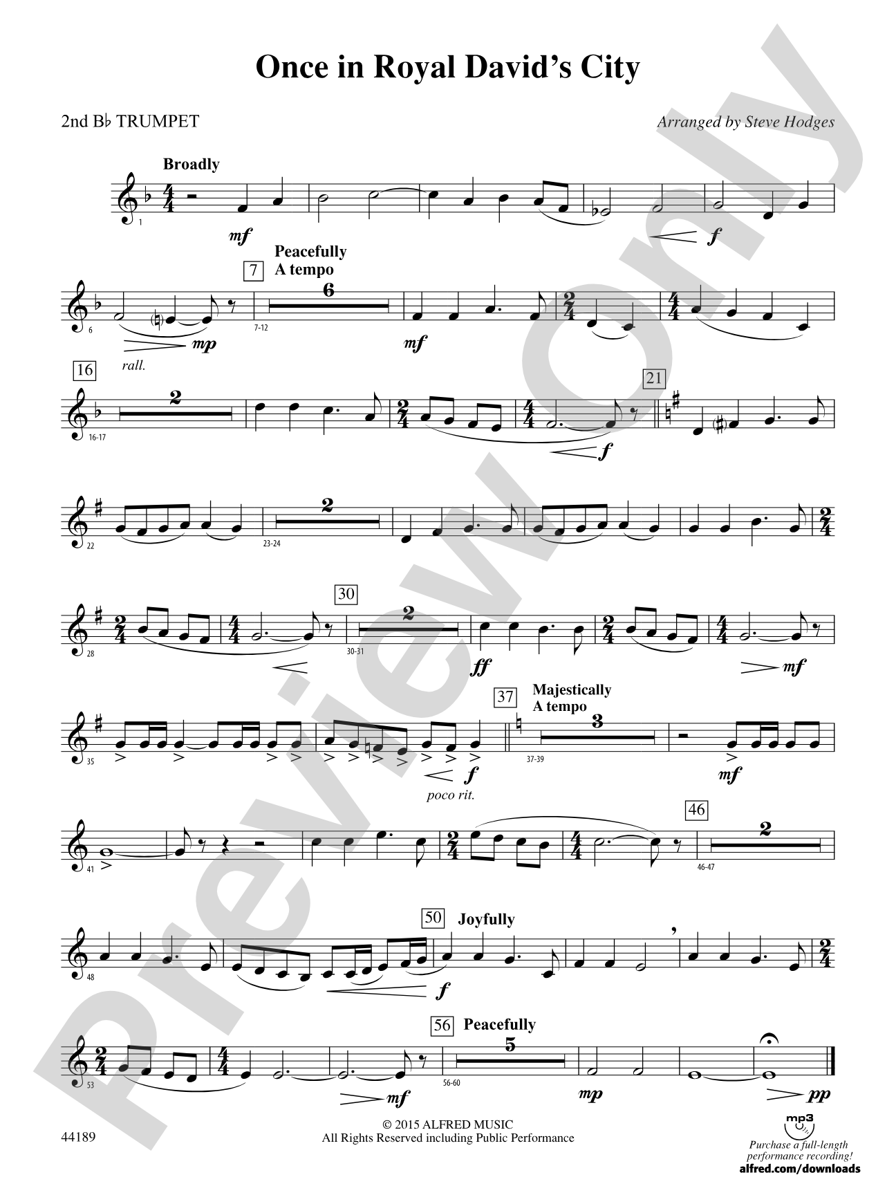 Once in Royal David's City: 2nd B-flat Trumpet