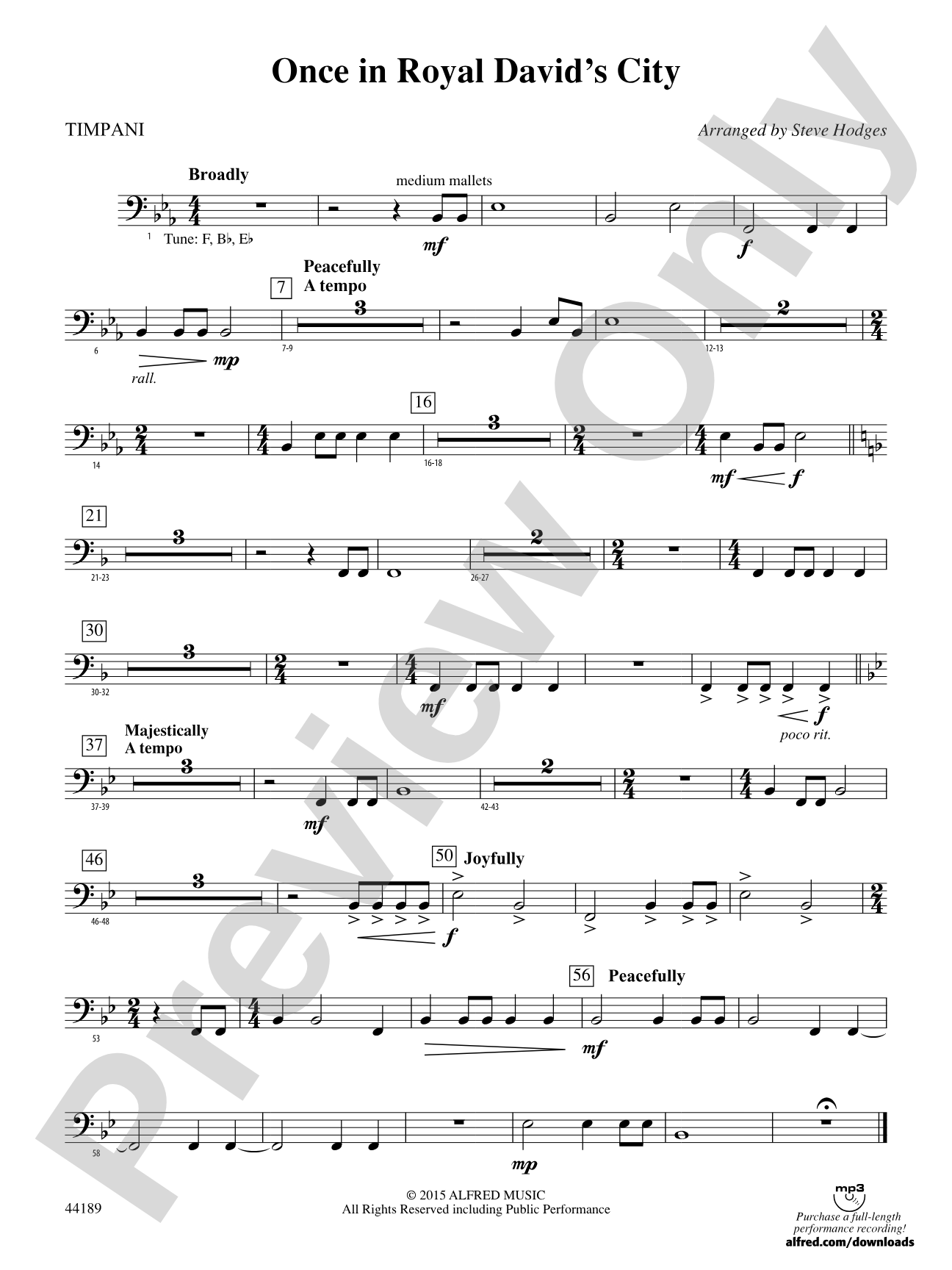 Once in Royal David's City: Timpani